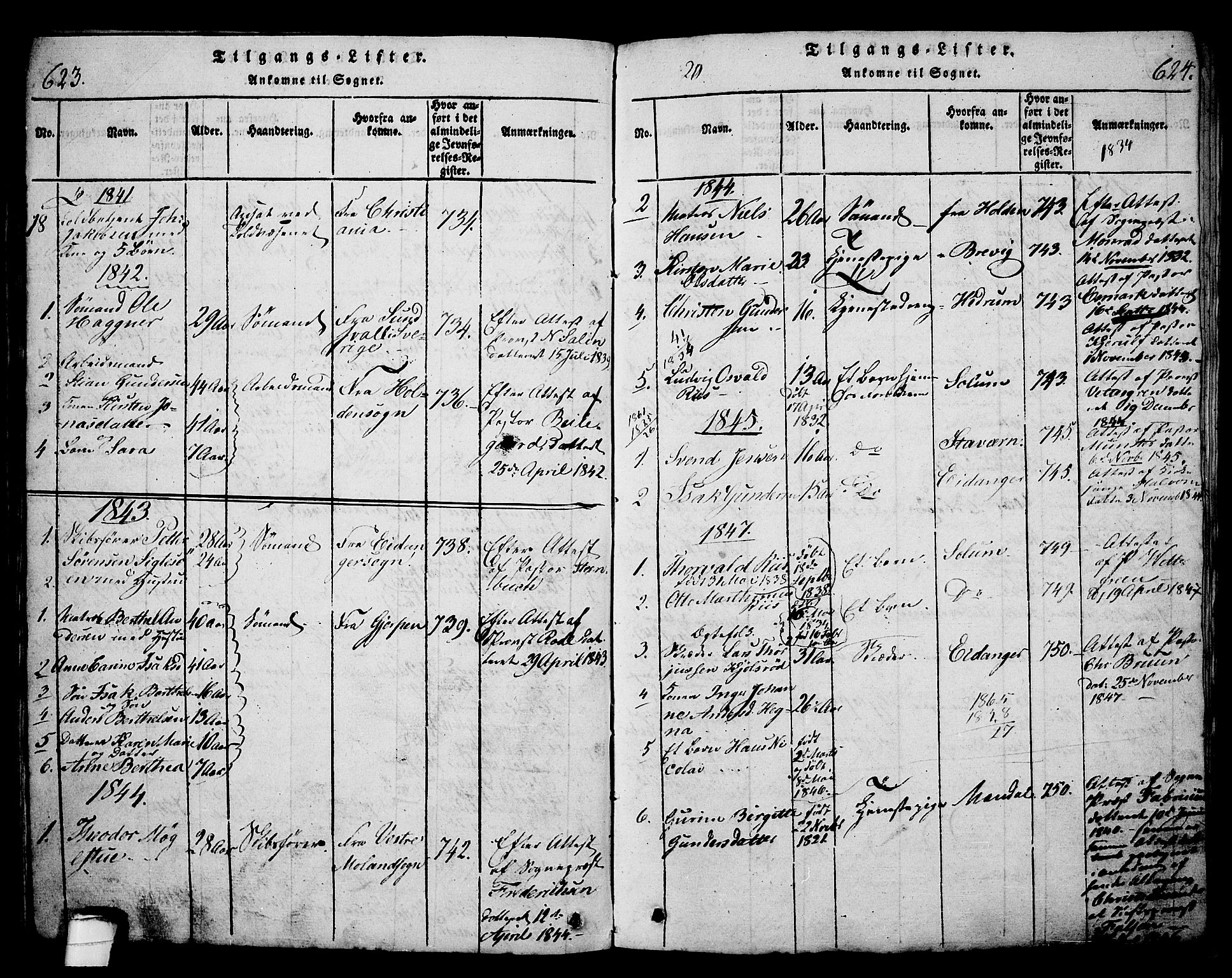 Langesund kirkebøker, SAKO/A-280/G/Ga/L0003: Parish register (copy) no. 3, 1815-1858, p. 623-624