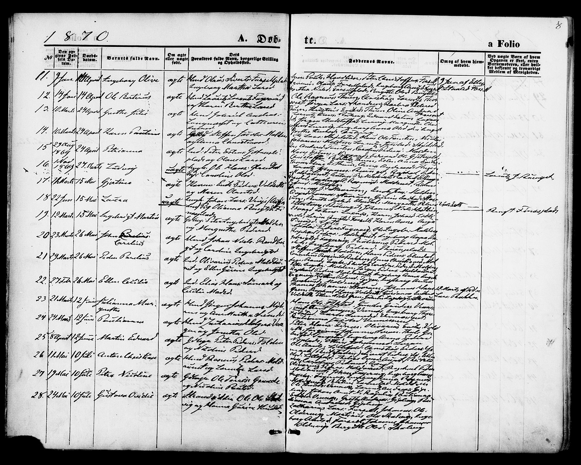 Ministerialprotokoller, klokkerbøker og fødselsregistre - Nord-Trøndelag, SAT/A-1458/744/L0419: Parish register (official) no. 744A03, 1867-1881, p. 8