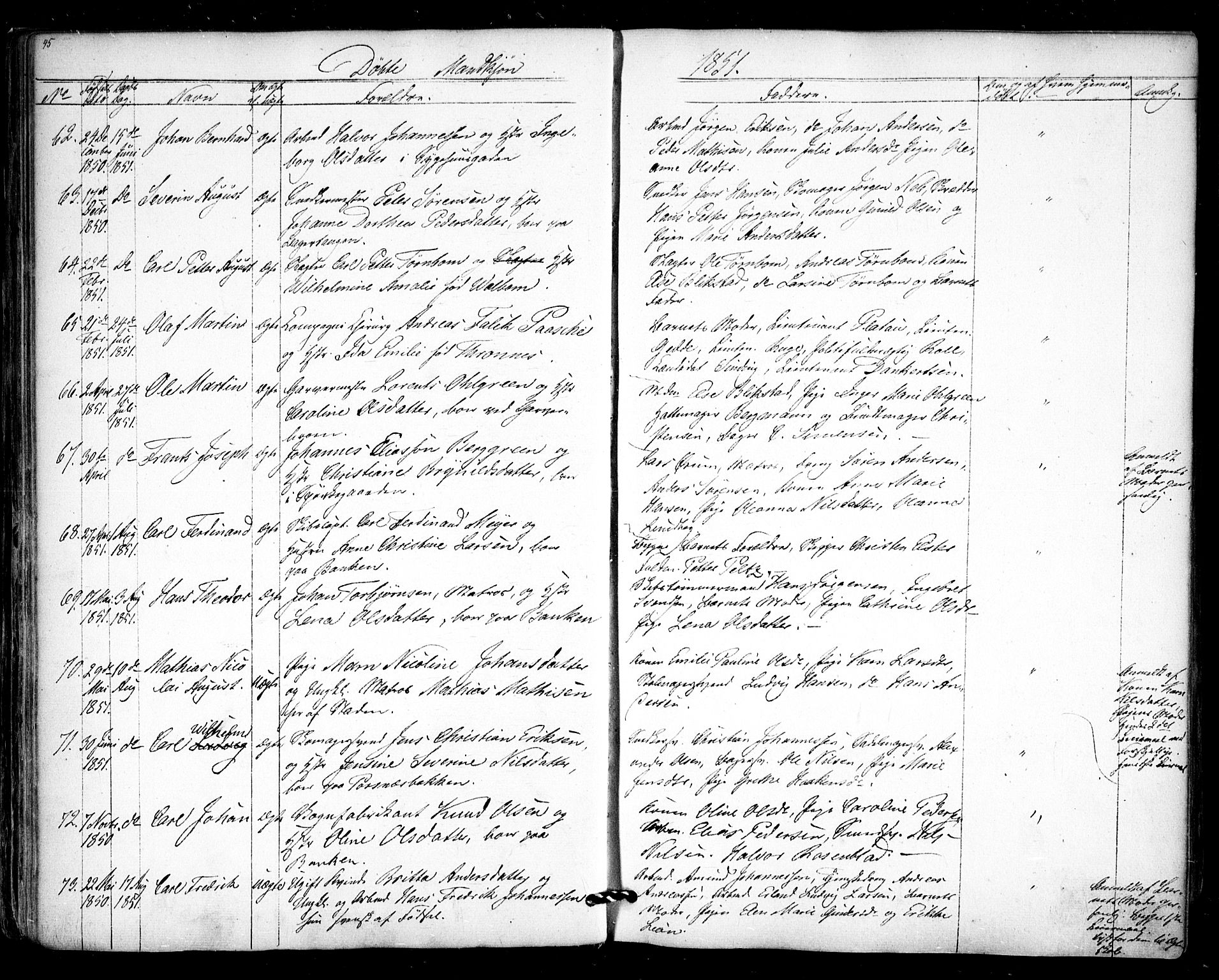 Halden prestekontor Kirkebøker, SAO/A-10909/F/Fa/L0006: Parish register (official) no. I 6, 1845-1856, p. 45