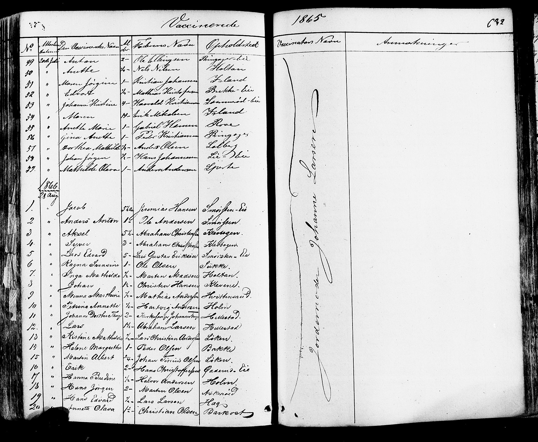 Botne kirkebøker, AV/SAKO-A-340/F/Fa/L0006: Parish register (official) no. I 6, 1836-1877, p. 632