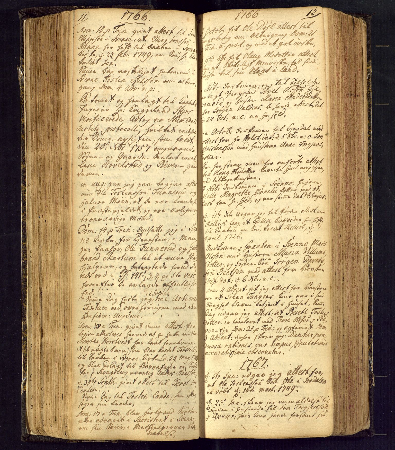 Flesberg kirkebøker, SAKO/A-18/F/Fa/L0002: Parish register (official) no. I 2, 1726-1747, p. 11-12