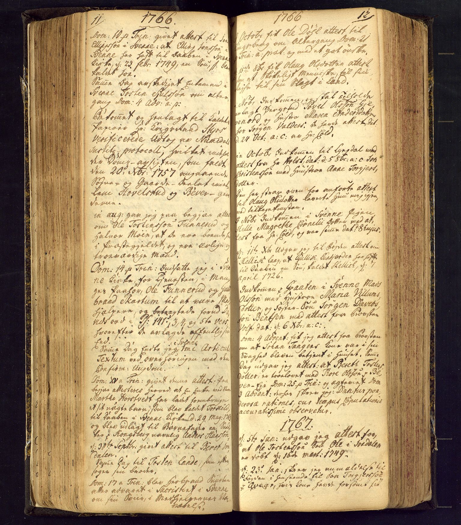 Flesberg kirkebøker, AV/SAKO-A-18/F/Fa/L0002: Parish register (official) no. I 2, 1726-1747, p. 11-12