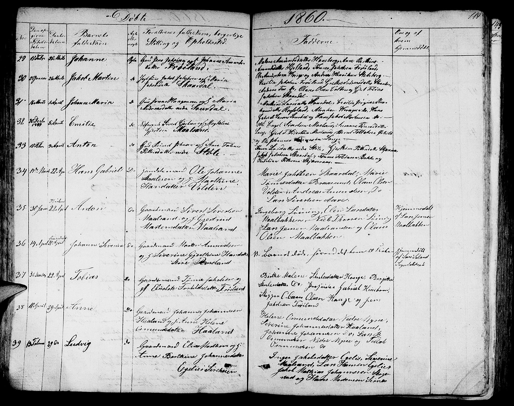 Sokndal sokneprestkontor, AV/SAST-A-101808: Parish register (copy) no. B 2, 1849-1865, p. 119