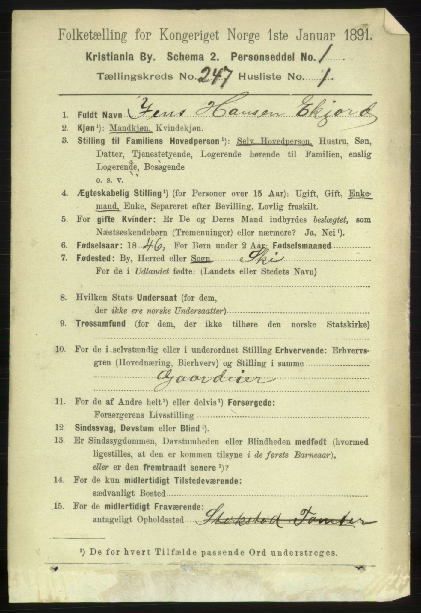 RA, 1891 census for 0301 Kristiania, 1891, p. 150454