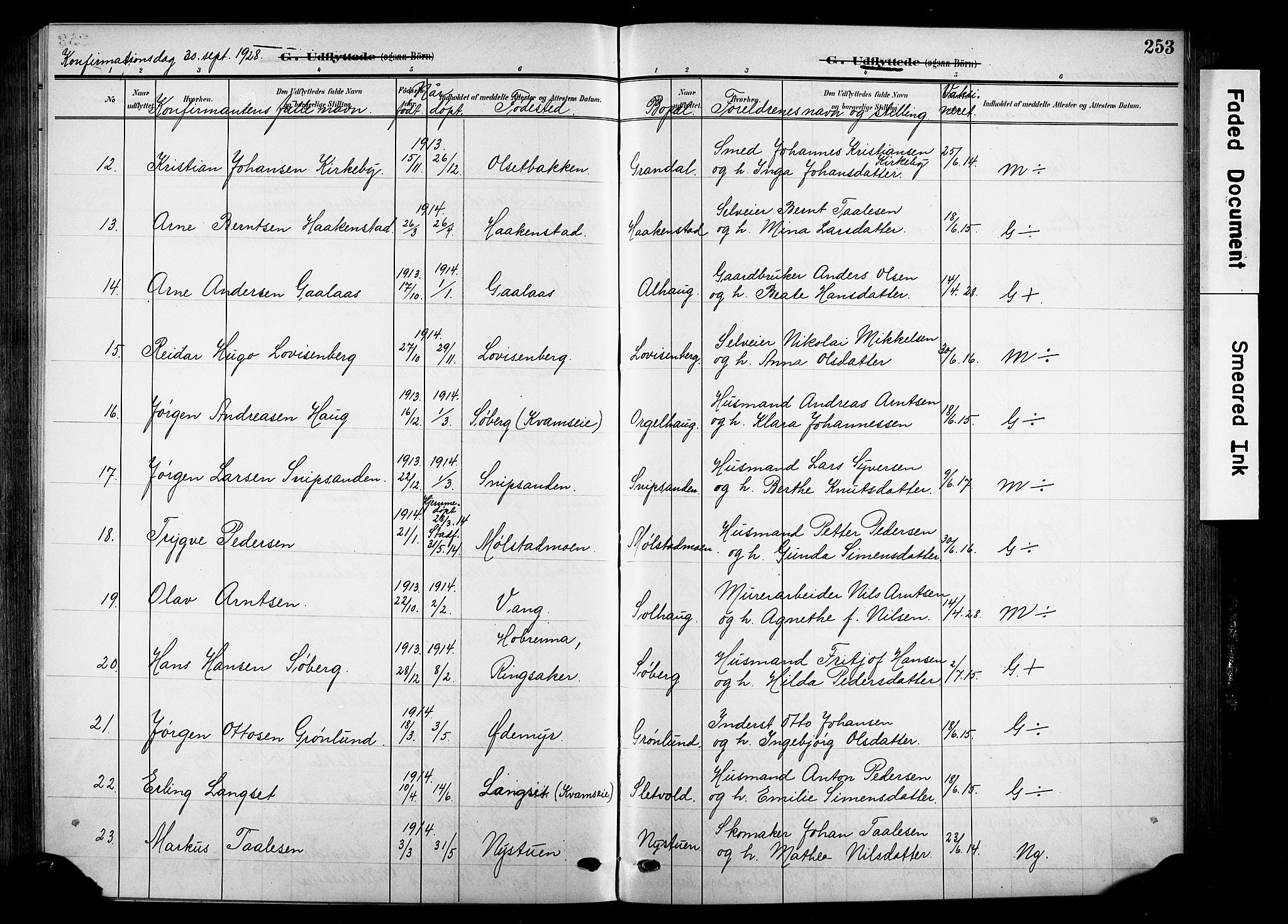 Nes prestekontor, Hedmark, AV/SAH-PREST-020/K/Ka/L0014: Parish register (official) no. 14, 1906-1929, p. 253