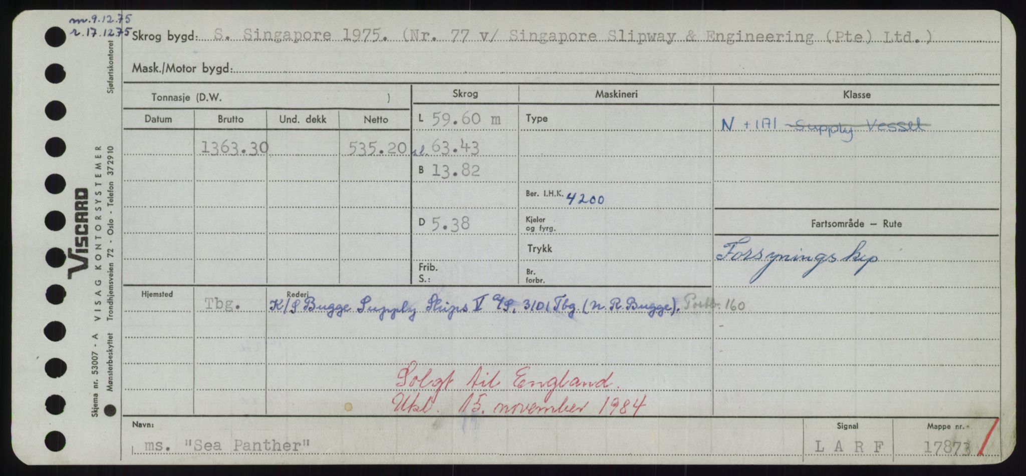 Sjøfartsdirektoratet med forløpere, Skipsmålingen, RA/S-1627/H/Hd/L0032: Fartøy, San-Seve, p. 299