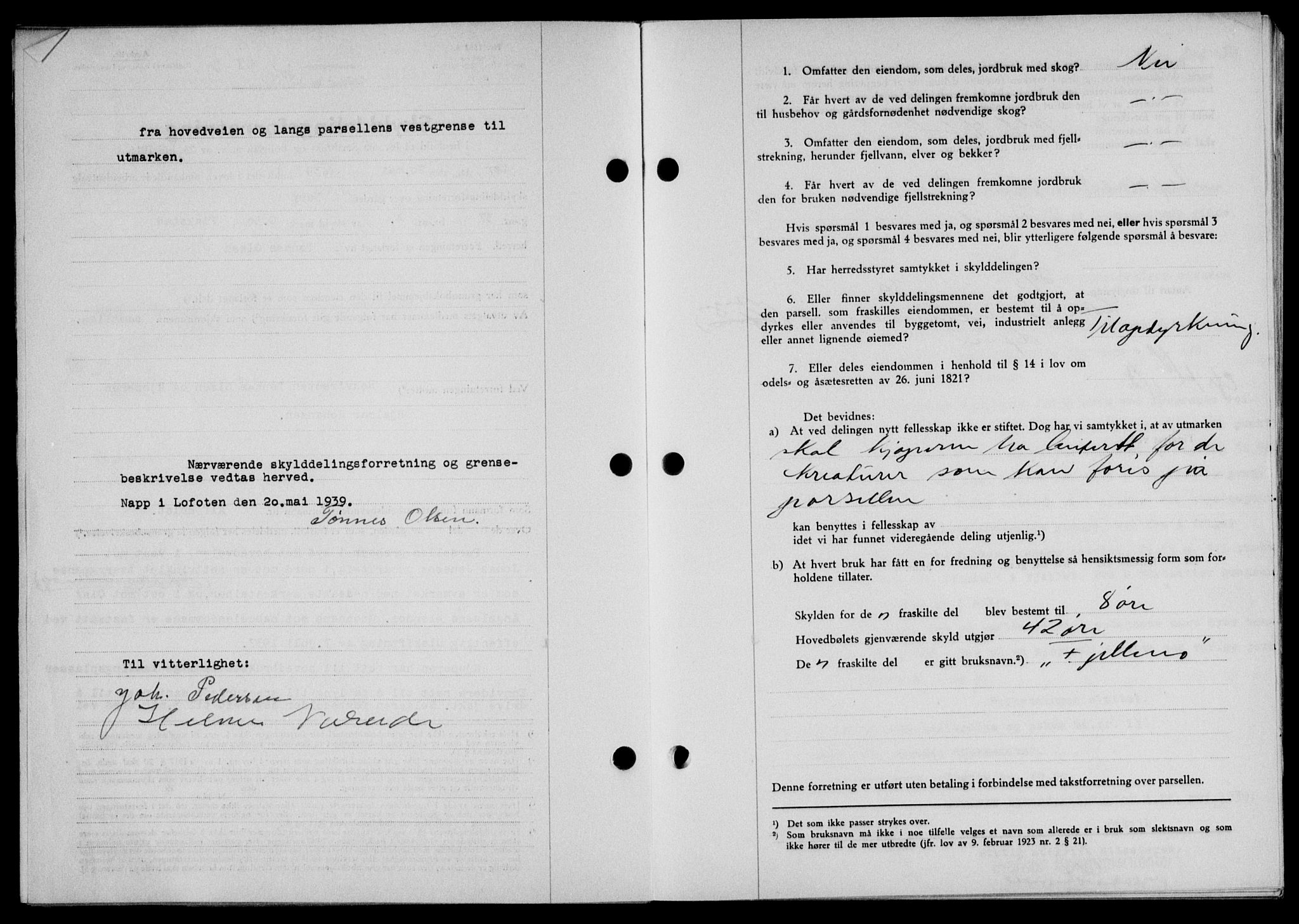 Lofoten sorenskriveri, SAT/A-0017/1/2/2C/L0005a: Mortgage book no. 5a, 1939-1939, Diary no: : 1115/1939