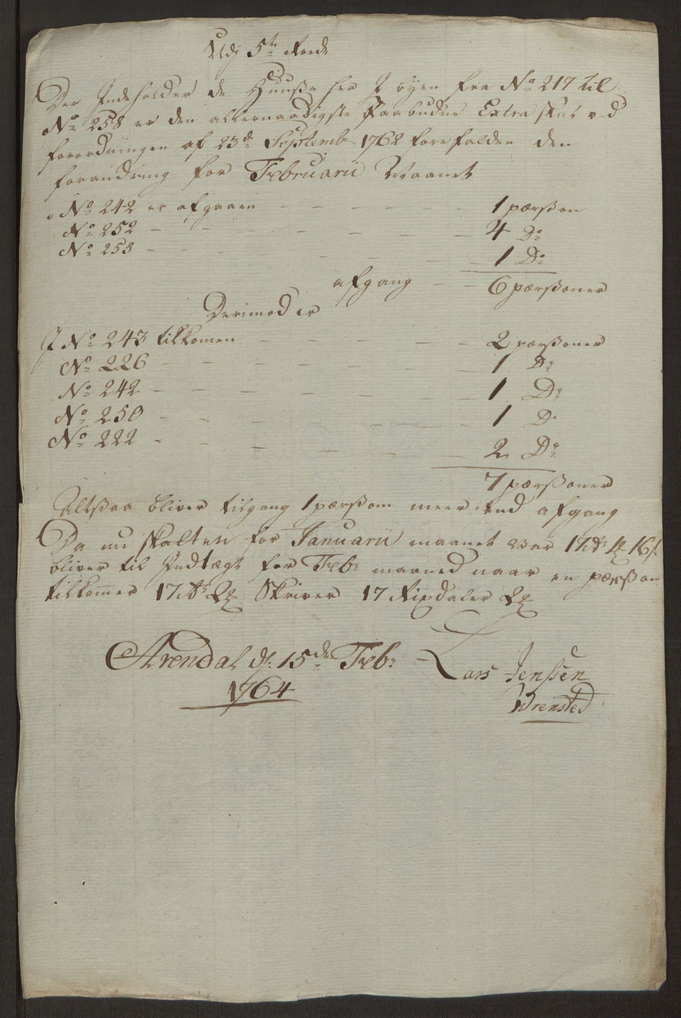 Rentekammeret inntil 1814, Reviderte regnskaper, Byregnskaper, AV/RA-EA-4066/R/Rl/L0230/0001: [L4] Kontribusjonsregnskap / Ekstraskatt, 1762-1764, p. 433