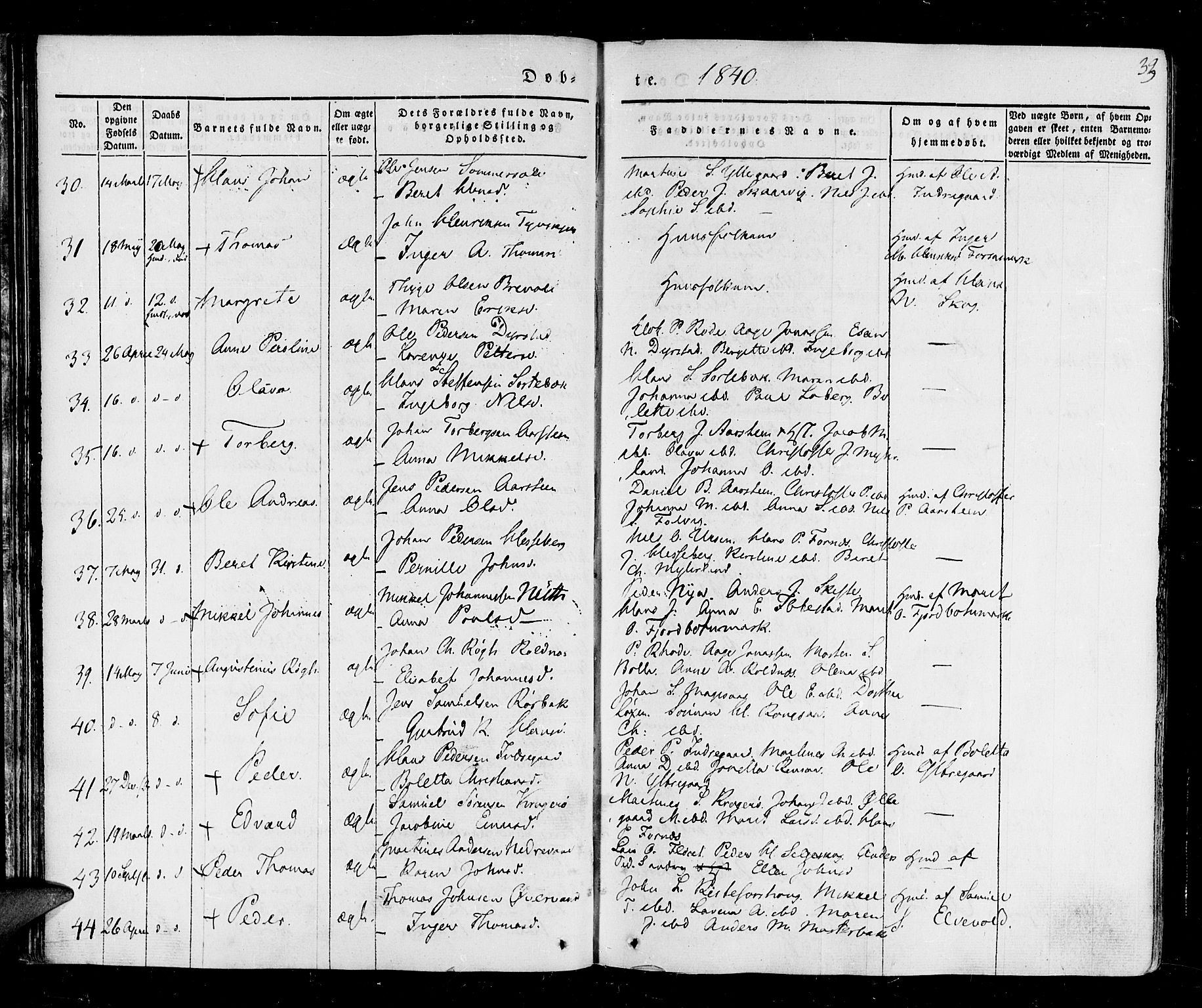 Ibestad sokneprestembete, SATØ/S-0077/H/Ha/Haa/L0006kirke: Parish register (official) no. 6, 1837-1850, p. 33