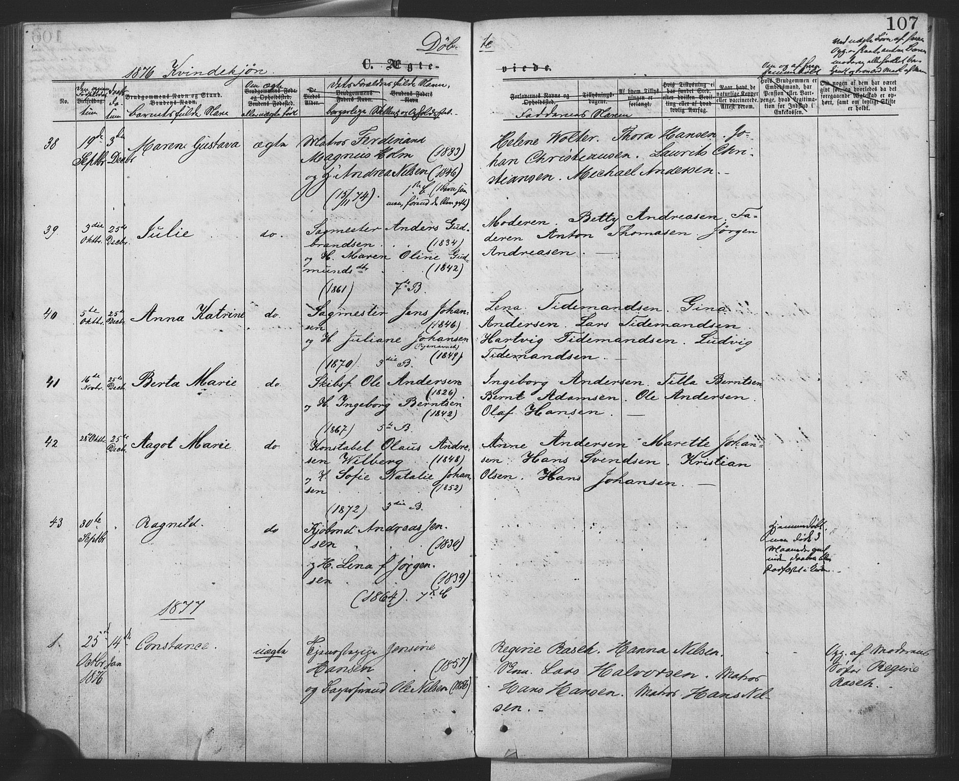 Drøbak prestekontor Kirkebøker, AV/SAO-A-10142a/F/Fa/L0003: Parish register (official) no. I 3, 1871-1877, p. 107