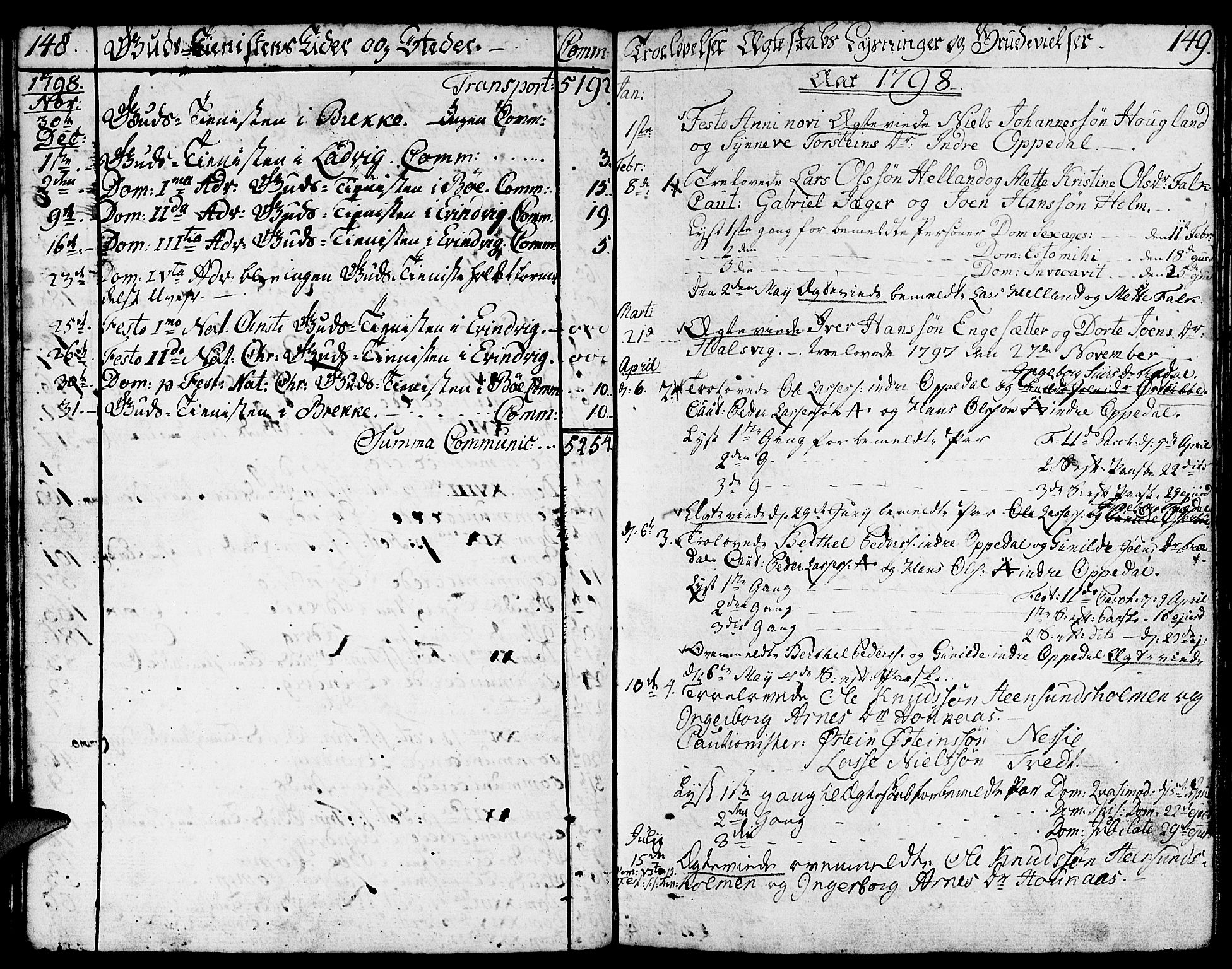 Gulen sokneprestembete, AV/SAB-A-80201/H/Haa/Haaa/L0015: Parish register (official) no. A 15, 1788-1798, p. 148-149