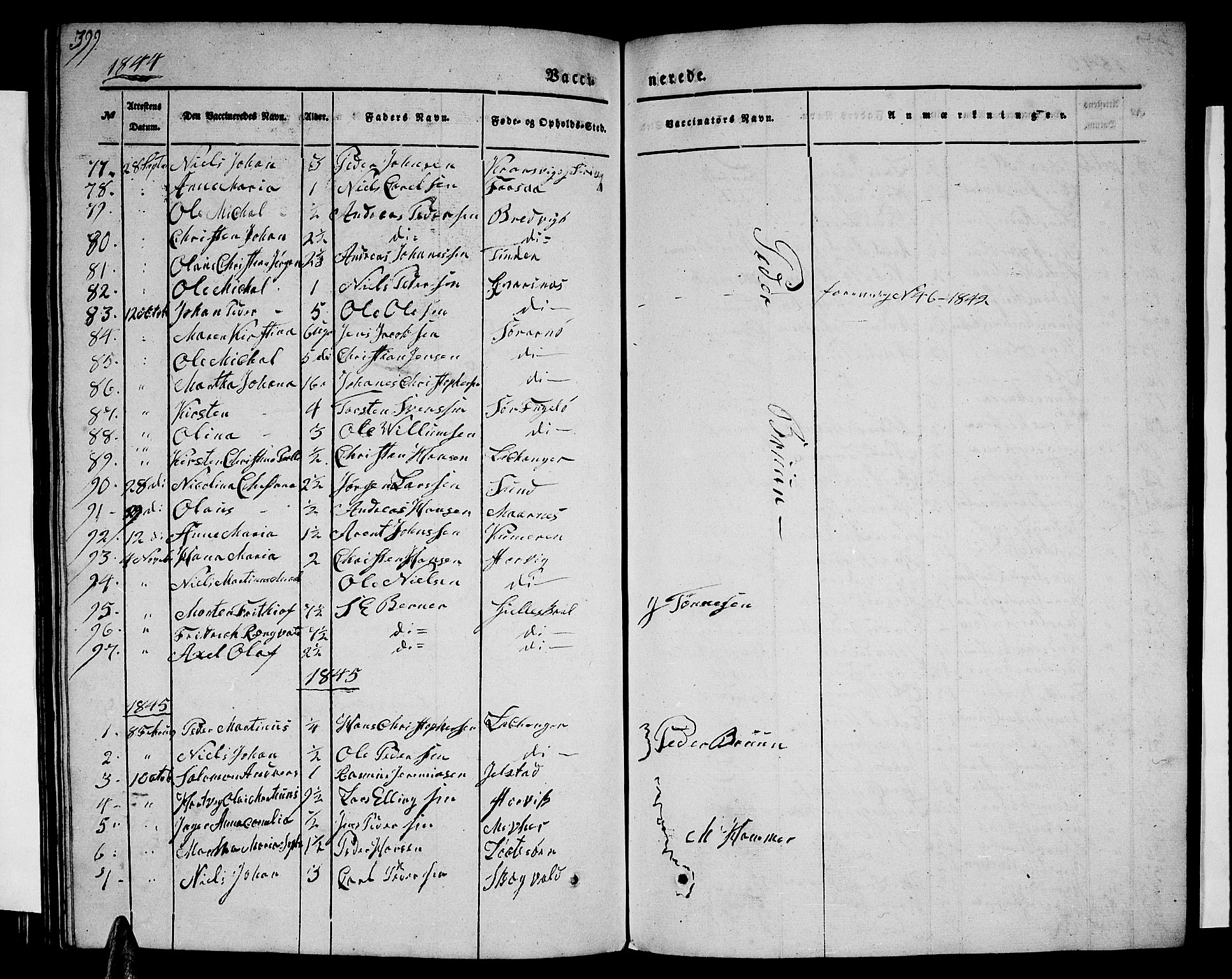 Ministerialprotokoller, klokkerbøker og fødselsregistre - Nordland, SAT/A-1459/805/L0106: Parish register (copy) no. 805C02, 1841-1861, p. 399