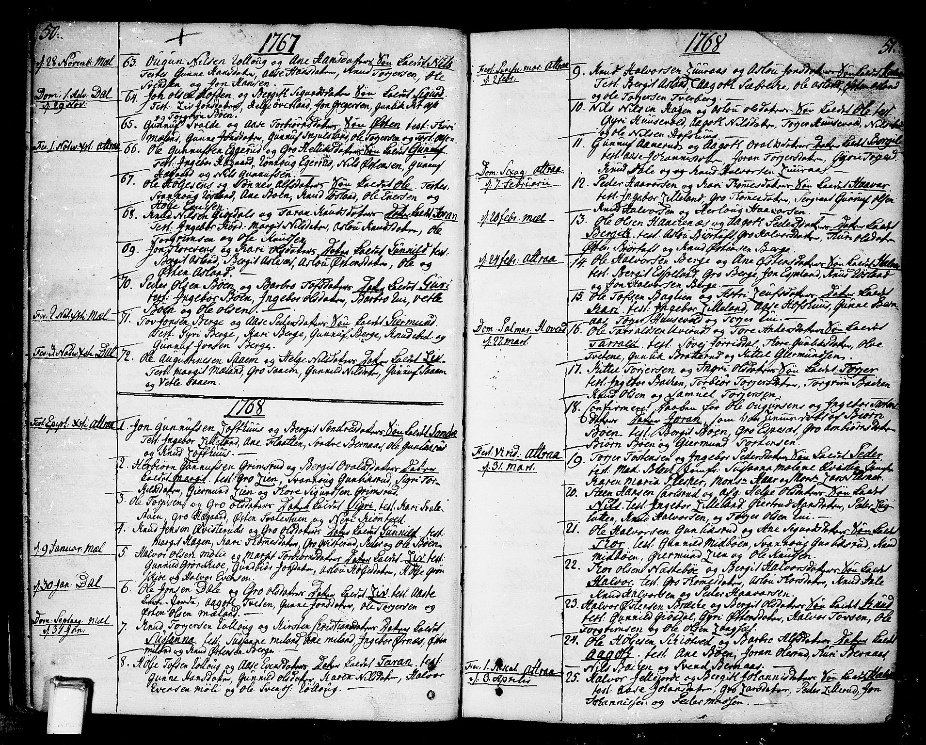 Tinn kirkebøker, SAKO/A-308/F/Fa/L0002: Parish register (official) no. I 2, 1757-1810, p. 50-51