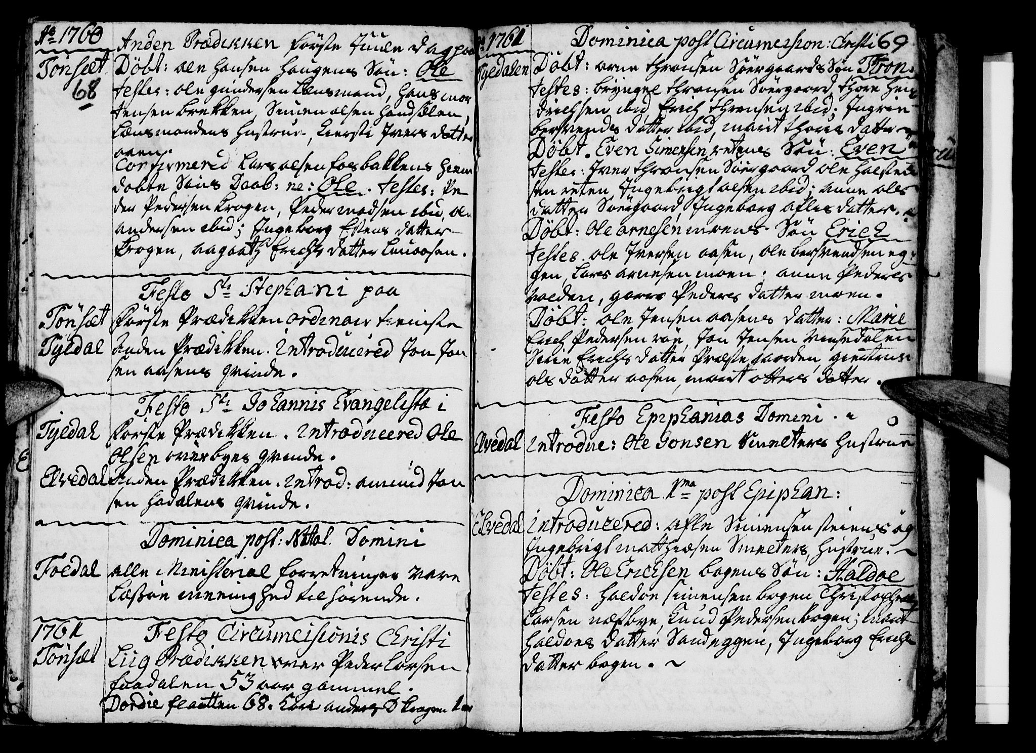 Tynset prestekontor, SAH/PREST-058/H/Ha/Haa/L0003: Parish register (official) no. 3, 1758-1762, p. 68-69