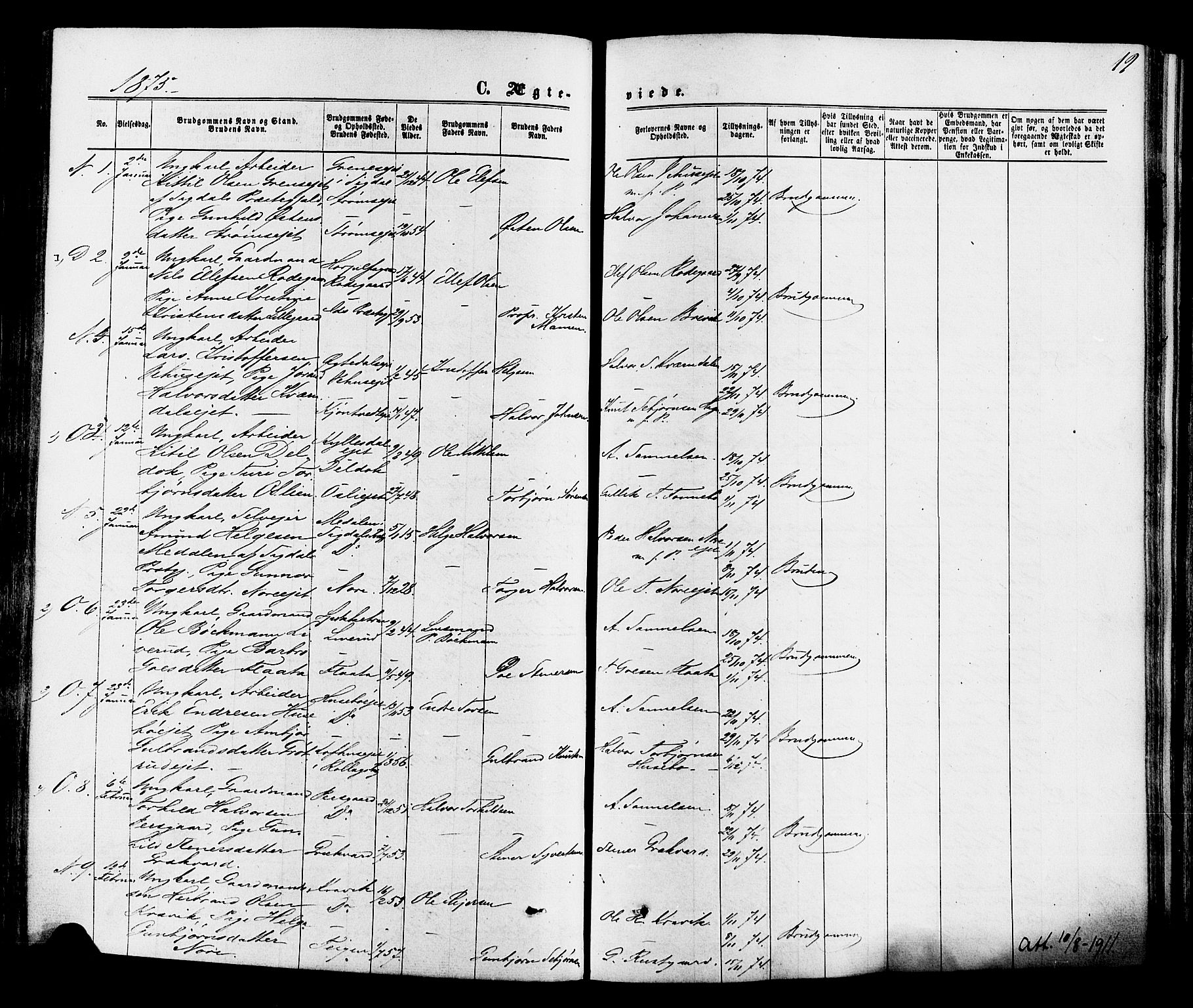 Nore kirkebøker, SAKO/A-238/F/Fa/L0004: Parish register (official) no. I 4, 1867-1877, p. 19