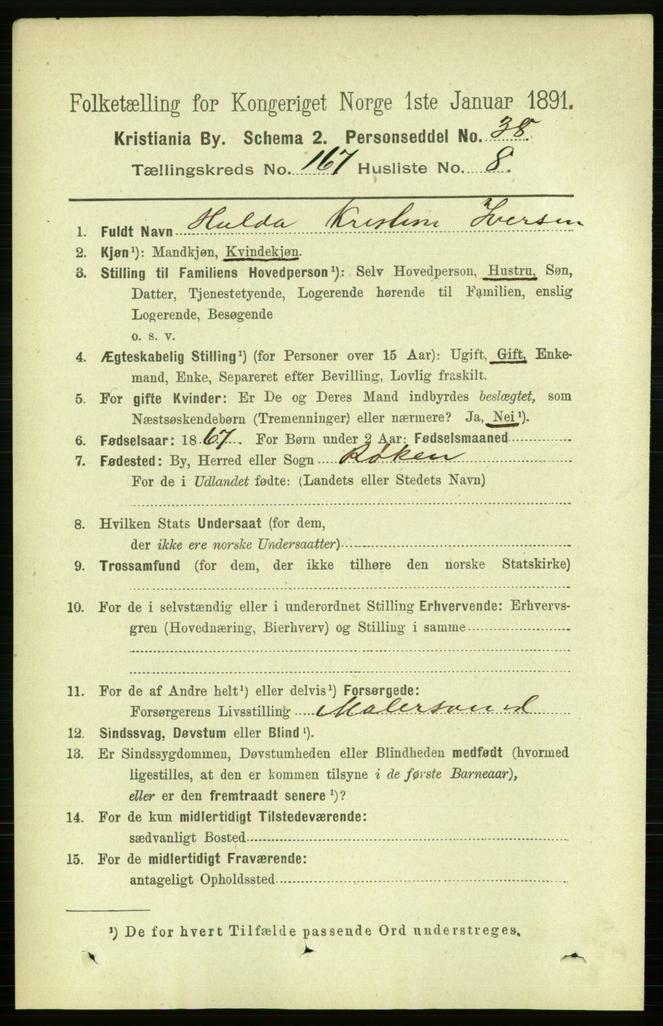 RA, 1891 census for 0301 Kristiania, 1891, p. 97574