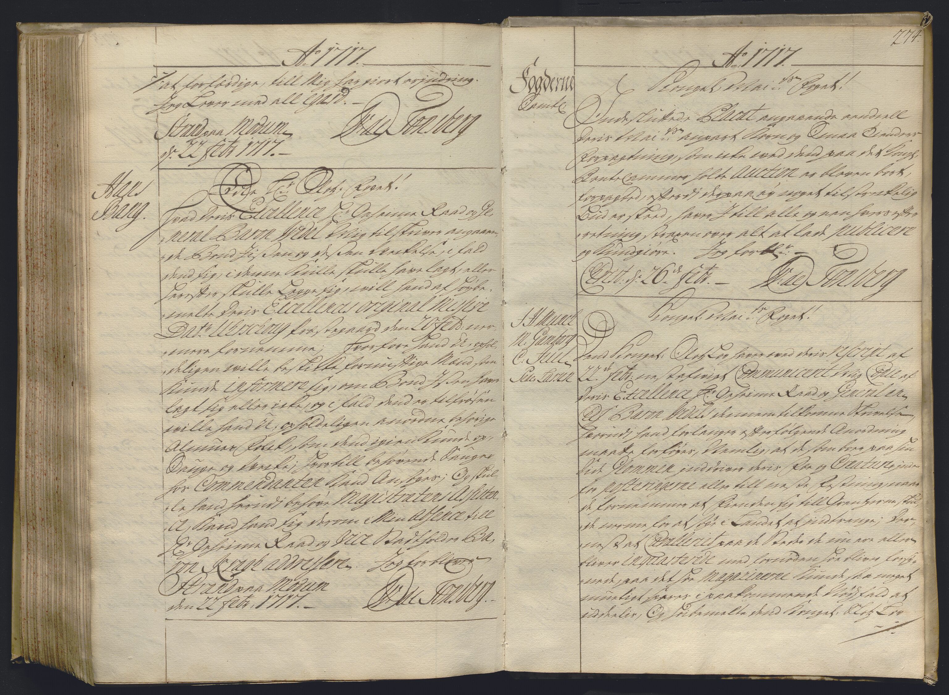 Kristiania stiftamt, AV/SAO-A-10386/B/Ba/L0004: Kopibok, 1715-1717, p. 273b-274a