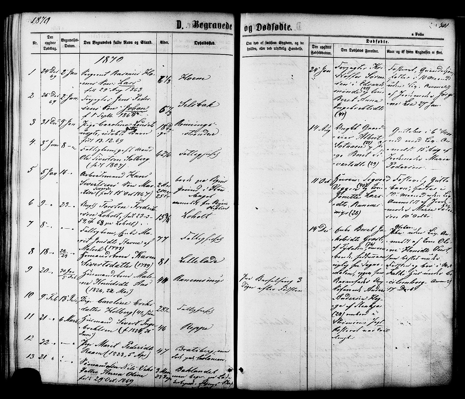 Ministerialprotokoller, klokkerbøker og fødselsregistre - Sør-Trøndelag, SAT/A-1456/606/L0293: Parish register (official) no. 606A08, 1866-1877, p. 401