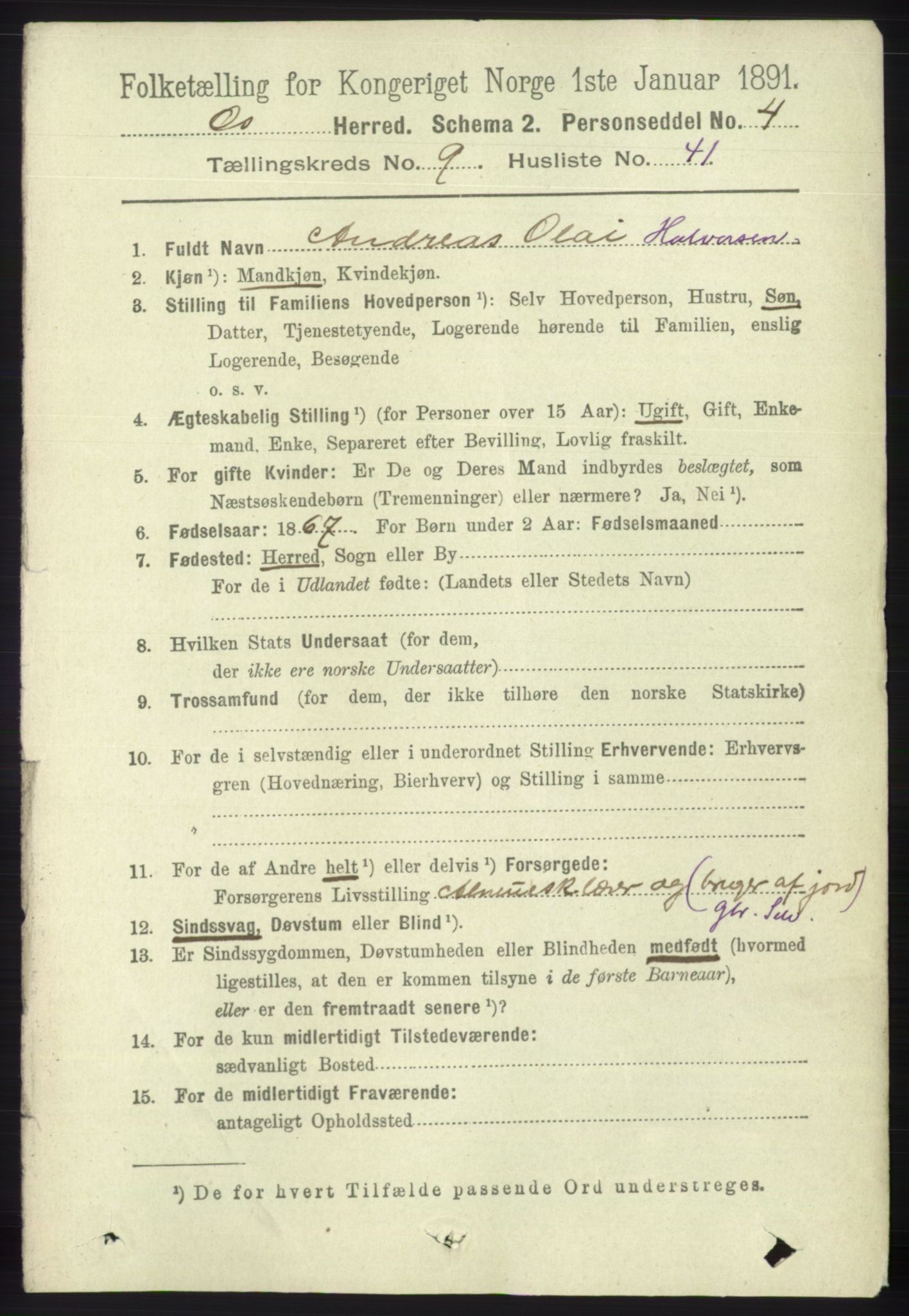 RA, 1891 census for 1243 Os, 1891, p. 2212