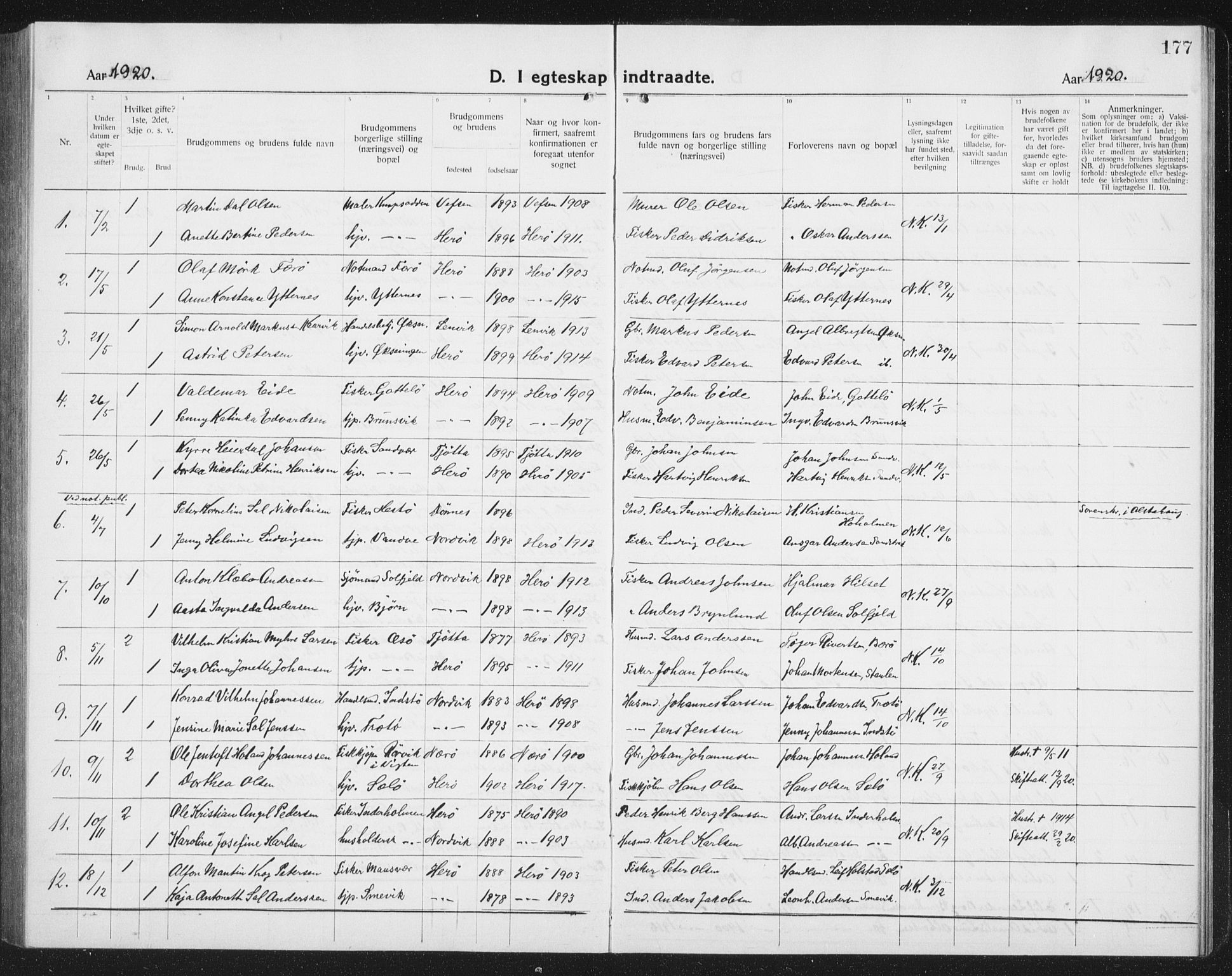 Ministerialprotokoller, klokkerbøker og fødselsregistre - Nordland, SAT/A-1459/834/L0517: Parish register (copy) no. 834C07, 1919-1939, p. 177