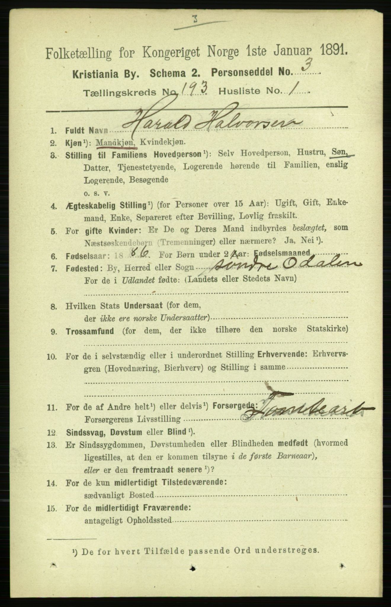 RA, 1891 census for 0301 Kristiania, 1891, p. 116127