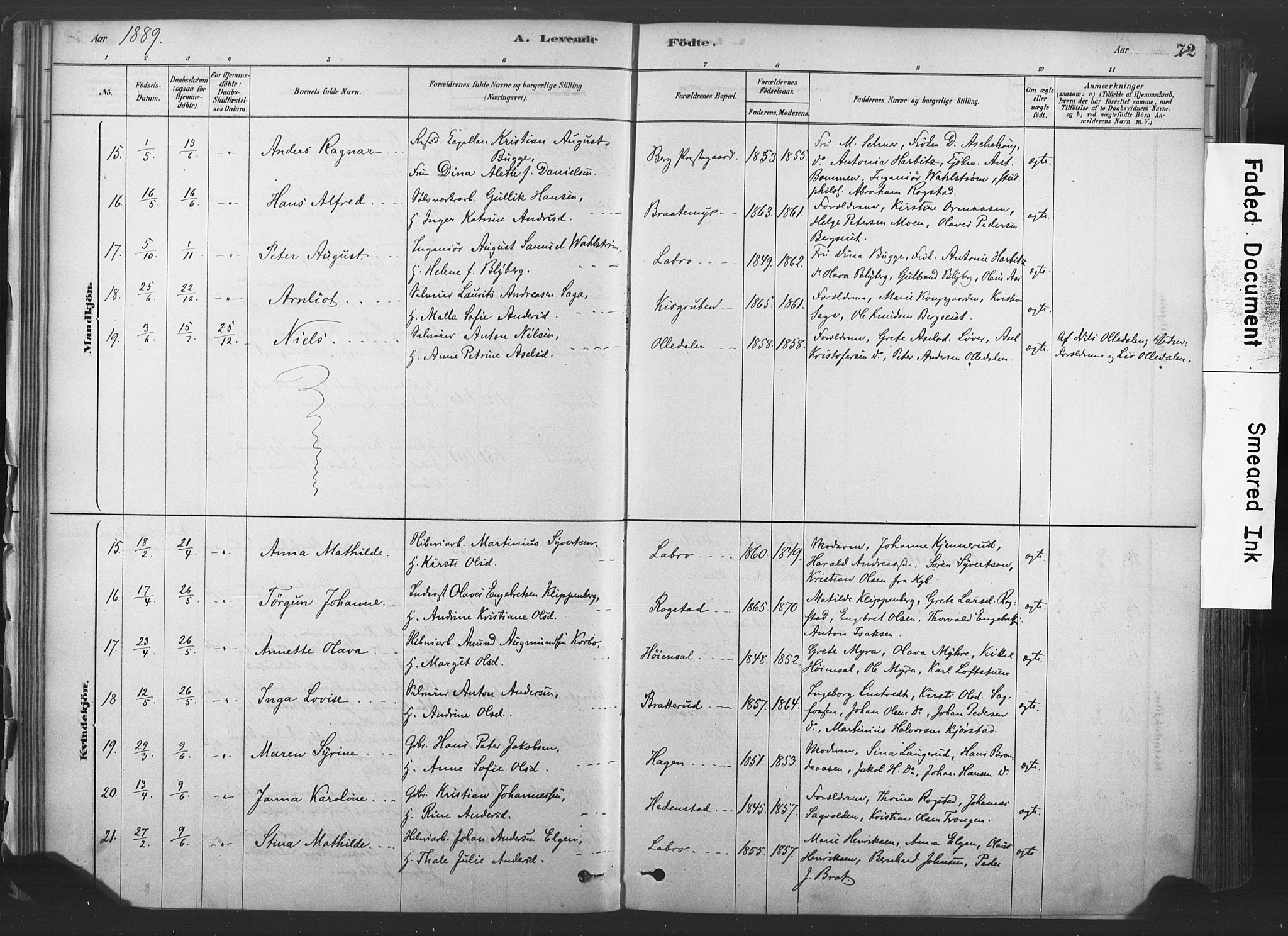 Sandsvær kirkebøker, SAKO/A-244/F/Fd/L0001: Parish register (official) no. IV 1, 1878-1906, p. 72