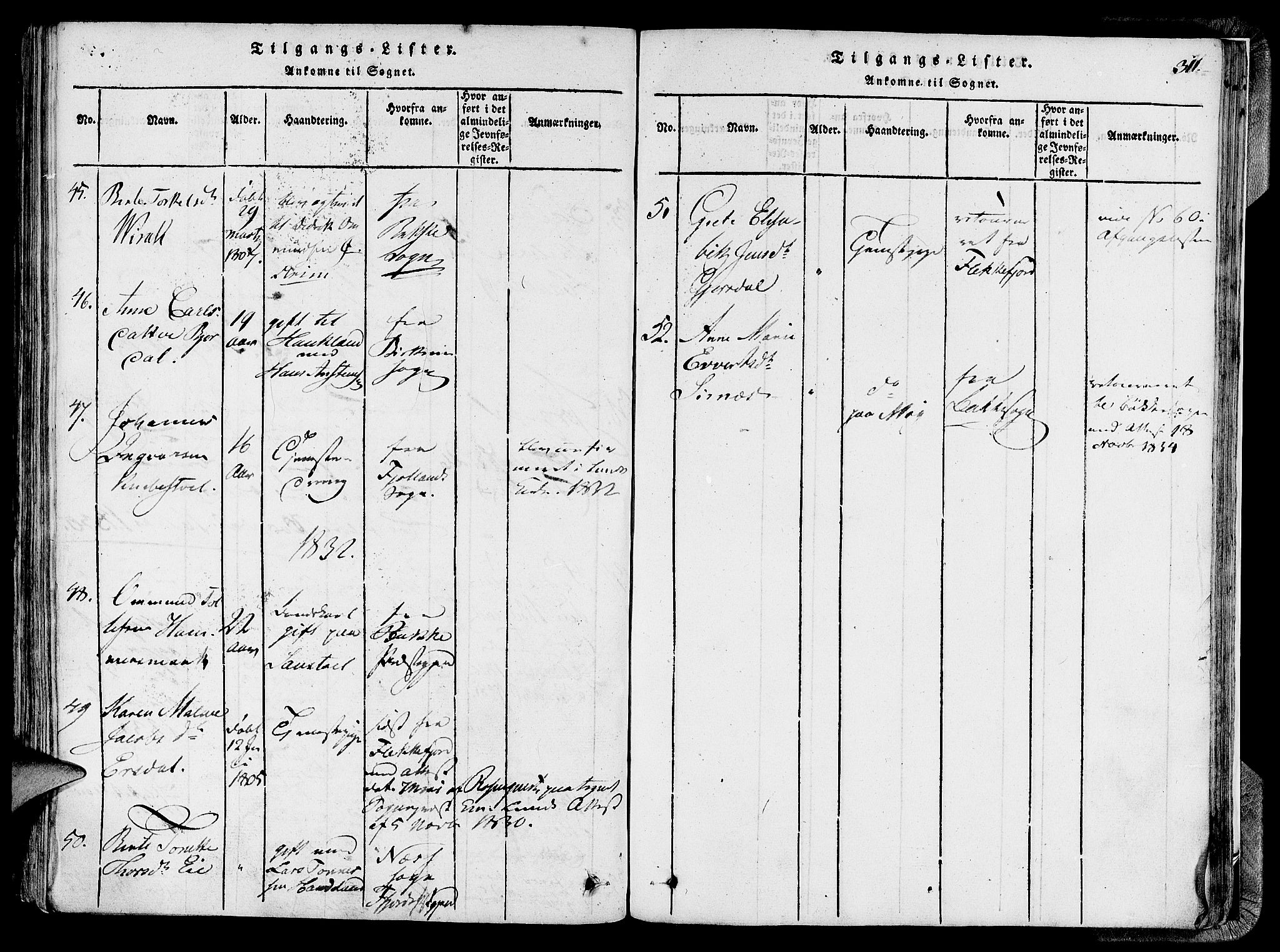 Lund sokneprestkontor, AV/SAST-A-101809/S06/L0005: Parish register (official) no. A 5, 1815-1833, p. 311