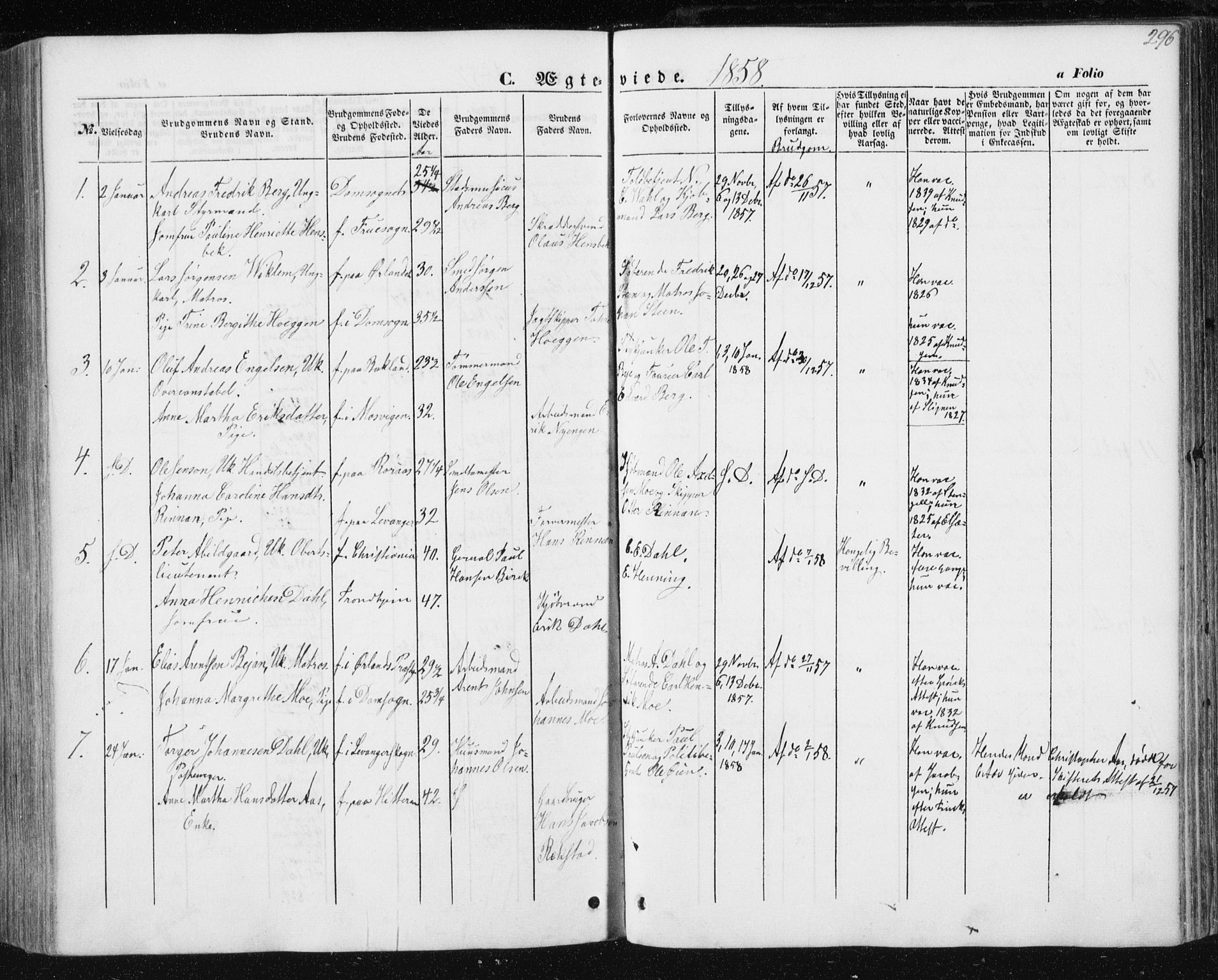 Ministerialprotokoller, klokkerbøker og fødselsregistre - Sør-Trøndelag, SAT/A-1456/602/L0112: Parish register (official) no. 602A10, 1848-1859, p. 296