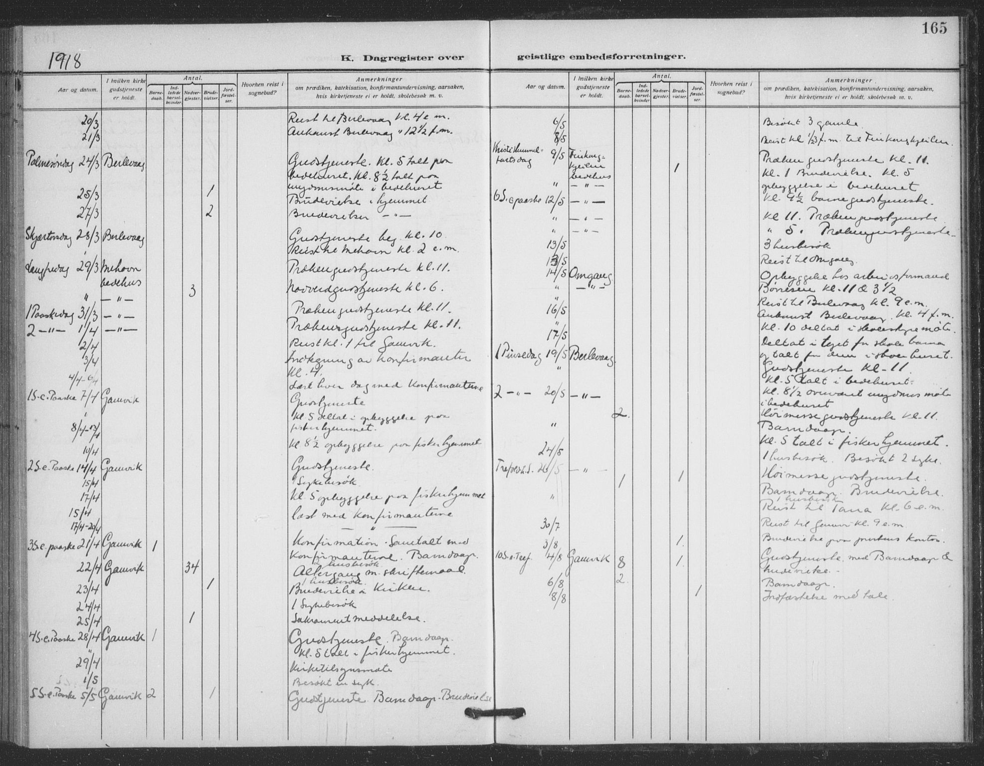 Tana sokneprestkontor, SATØ/S-1334/H/Ha/L0008kirke: Parish register (official) no. 8, 1908-1920, p. 165