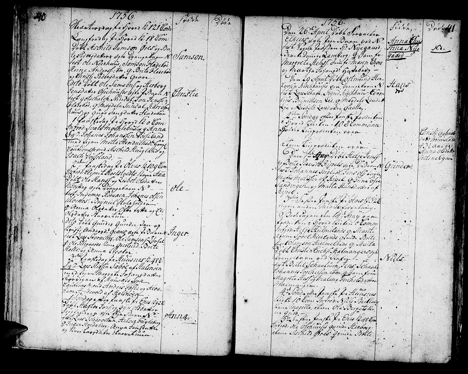 Kvinnherad sokneprestembete, SAB/A-76401/H/Haa: Parish register (official) no. A 3, 1754-1777, p. 40-41