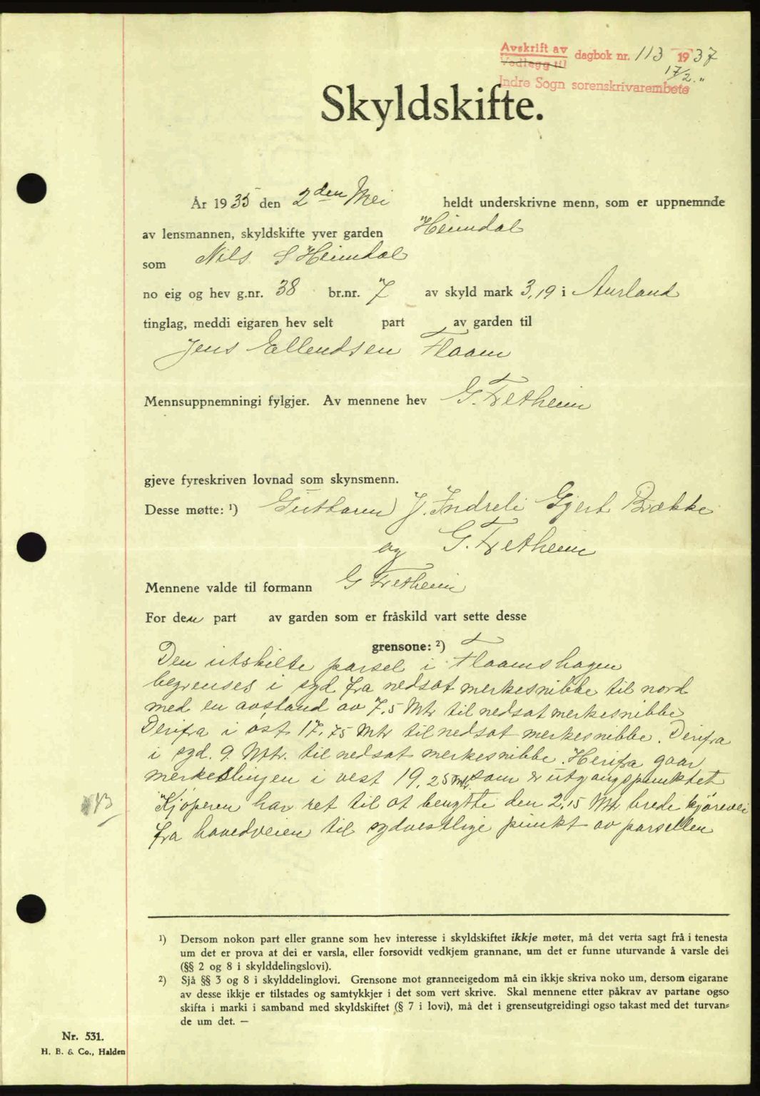 Indre Sogn tingrett, SAB/A-3301/1/G/Gb/Gba/L0030: Mortgage book no. 30, 1935-1937, Deed date: 17.02.1937