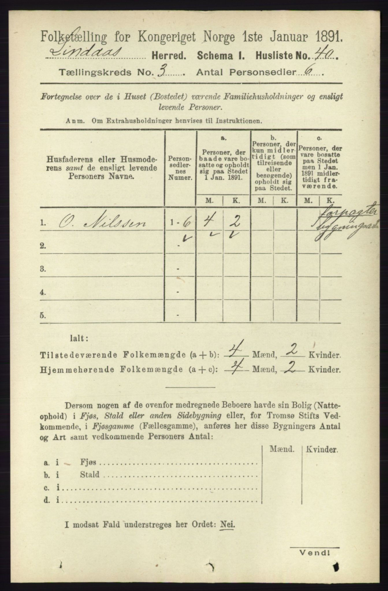 RA, 1891 census for 1263 Lindås, 1891, p. 796