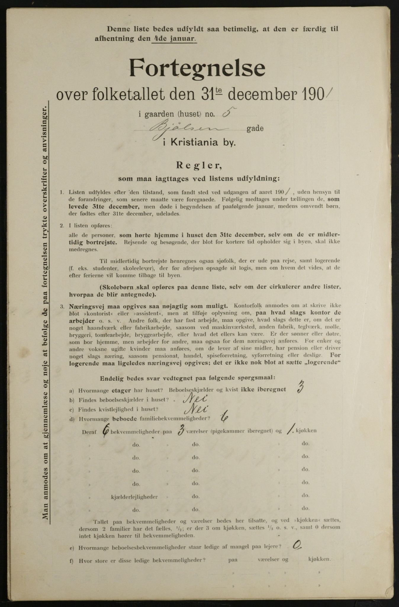 OBA, Municipal Census 1901 for Kristiania, 1901, p. 1075