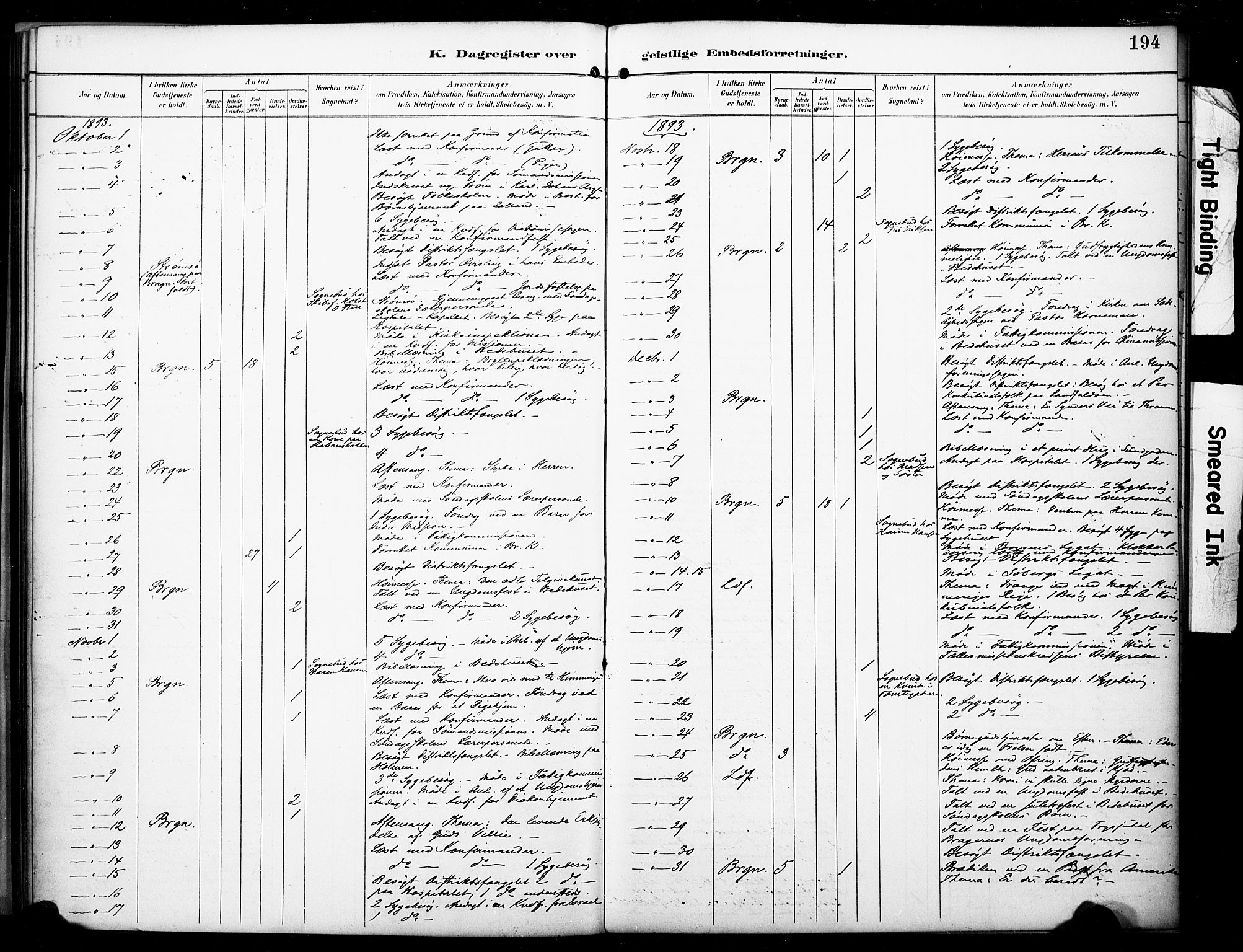 Bragernes kirkebøker, SAKO/A-6/F/Fc/L0006: Parish register (official) no. III 6, 1888-1899, p. 194