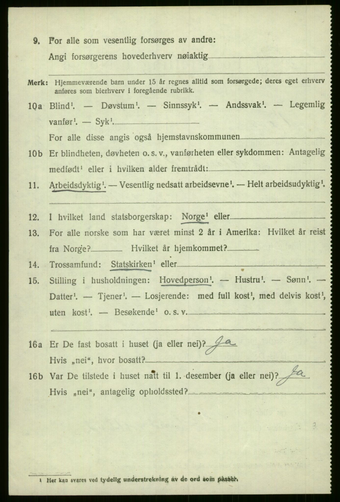 SAB, 1920 census for Voss, 1920, p. 3546