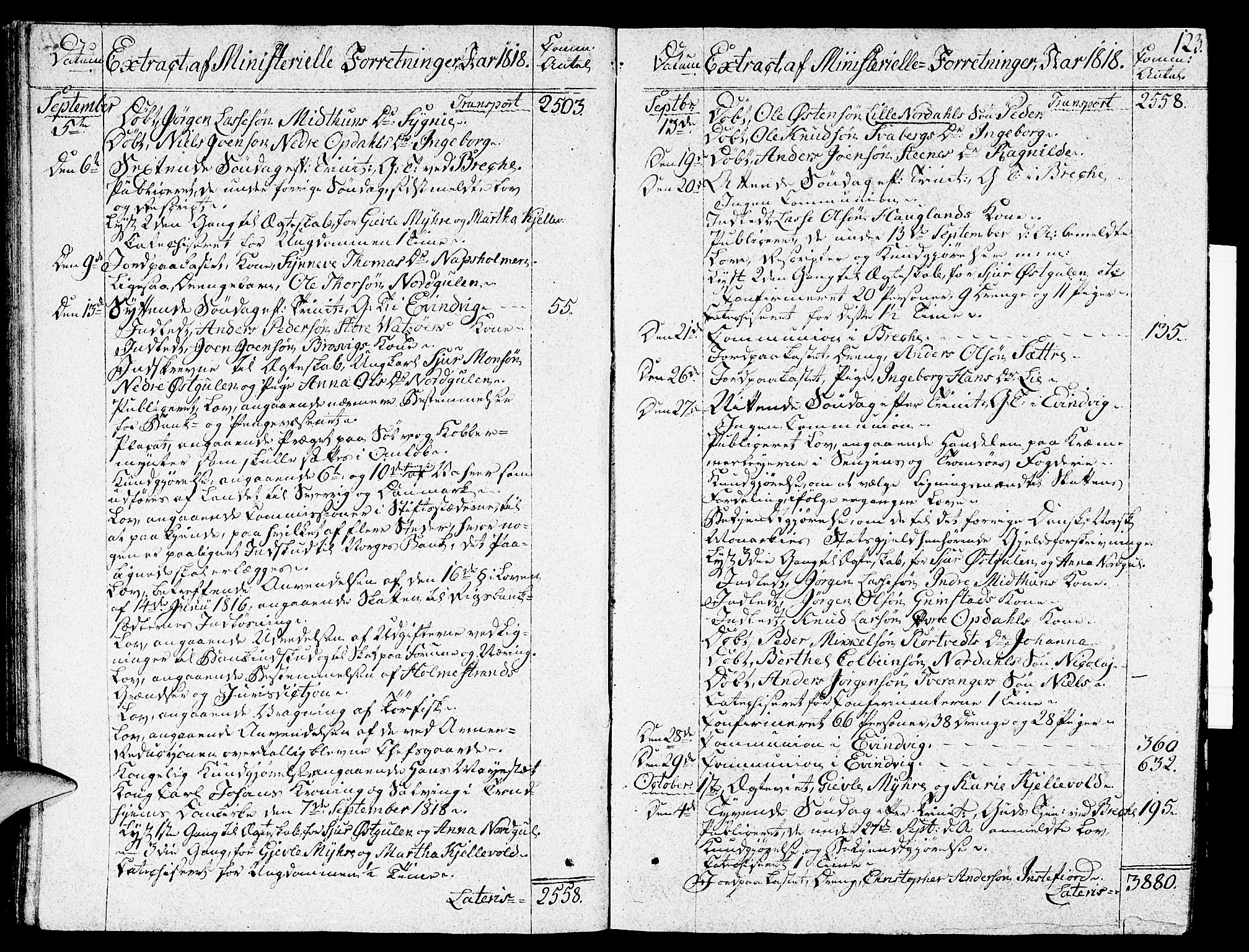 Gulen sokneprestembete, SAB/A-80201/H/Haa/Haaa/L0017: Parish register (official) no. A 17, 1809-1825, p. 123