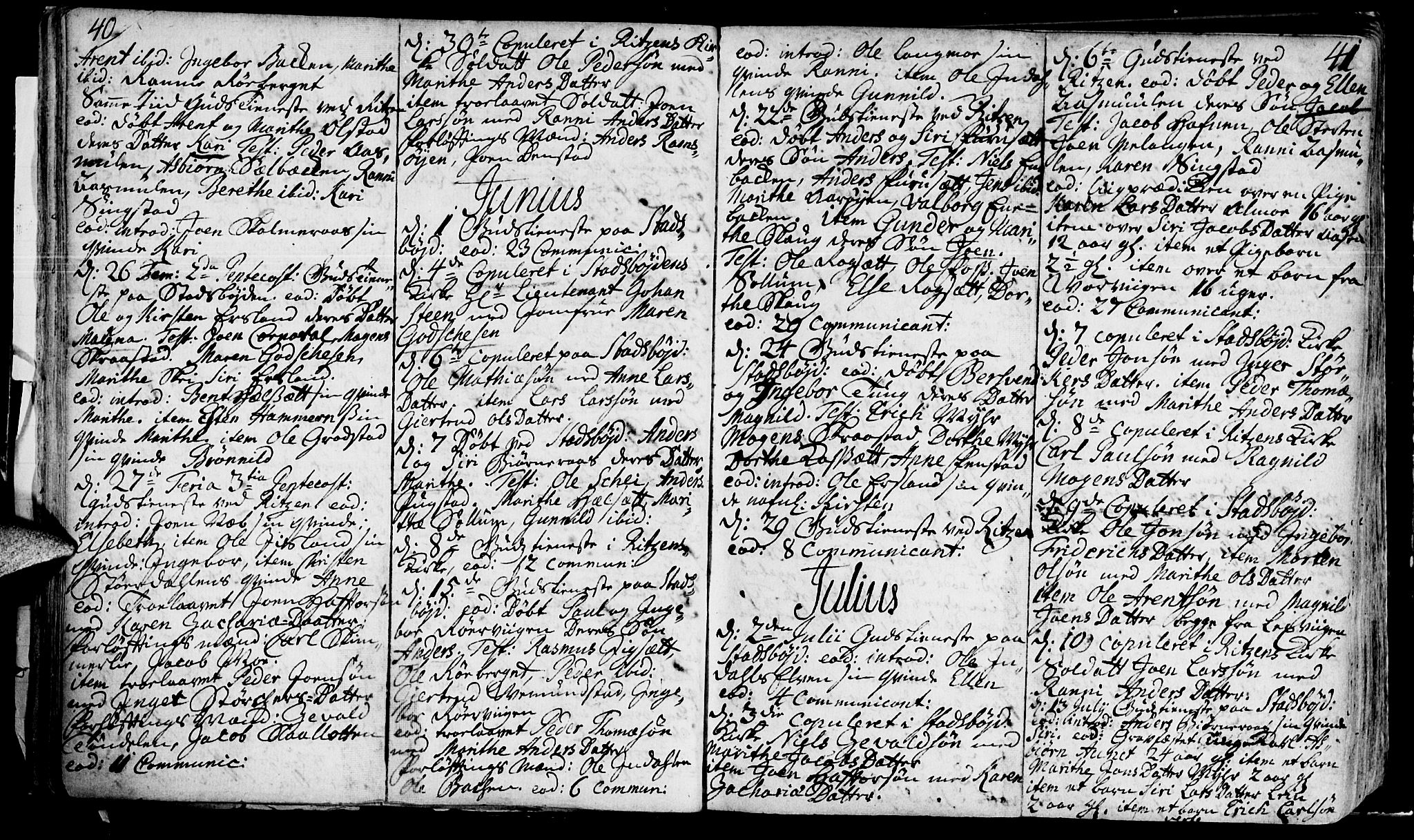 Ministerialprotokoller, klokkerbøker og fødselsregistre - Sør-Trøndelag, AV/SAT-A-1456/646/L0604: Parish register (official) no. 646A02, 1735-1750, p. 40-41