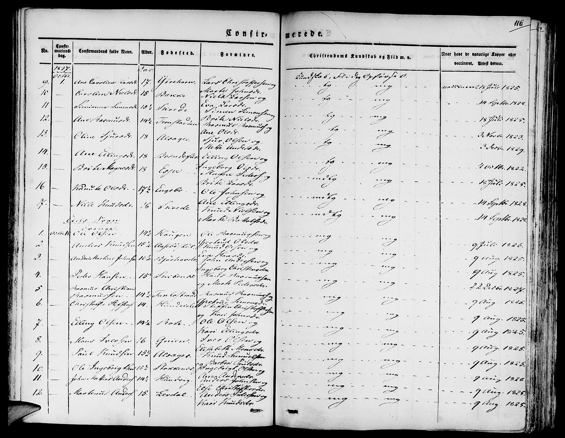 Eid sokneprestembete, SAB/A-82301/H/Haa/Haaa/L0006: Parish register (official) no. A 6, 1831-1843, p. 116