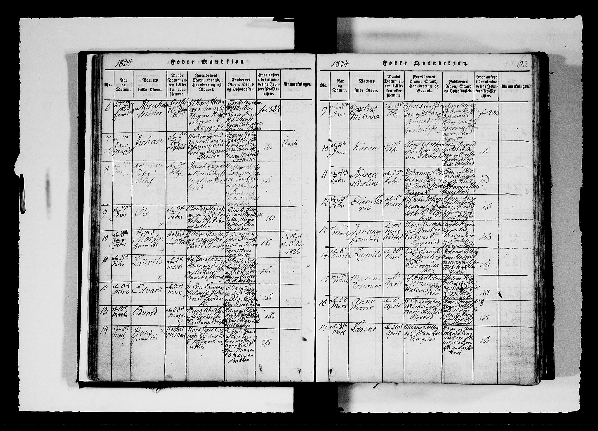 Hobøl prestekontor Kirkebøker, AV/SAO-A-2002/F/Fa/L0002: Parish register (official) no. I 2, 1814-1841, p. 63