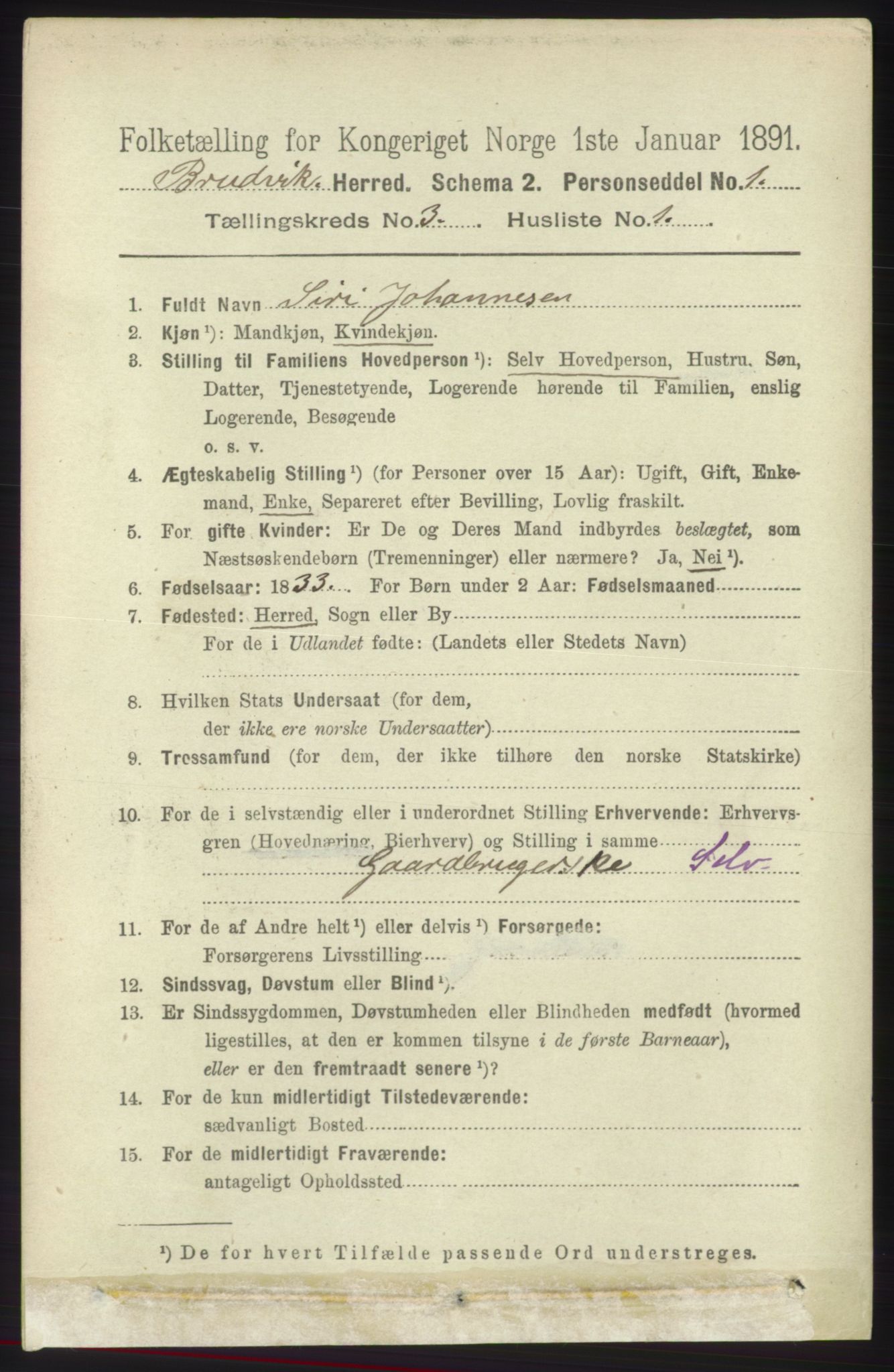 RA, 1891 census for 1251 Bruvik, 1891, p. 824