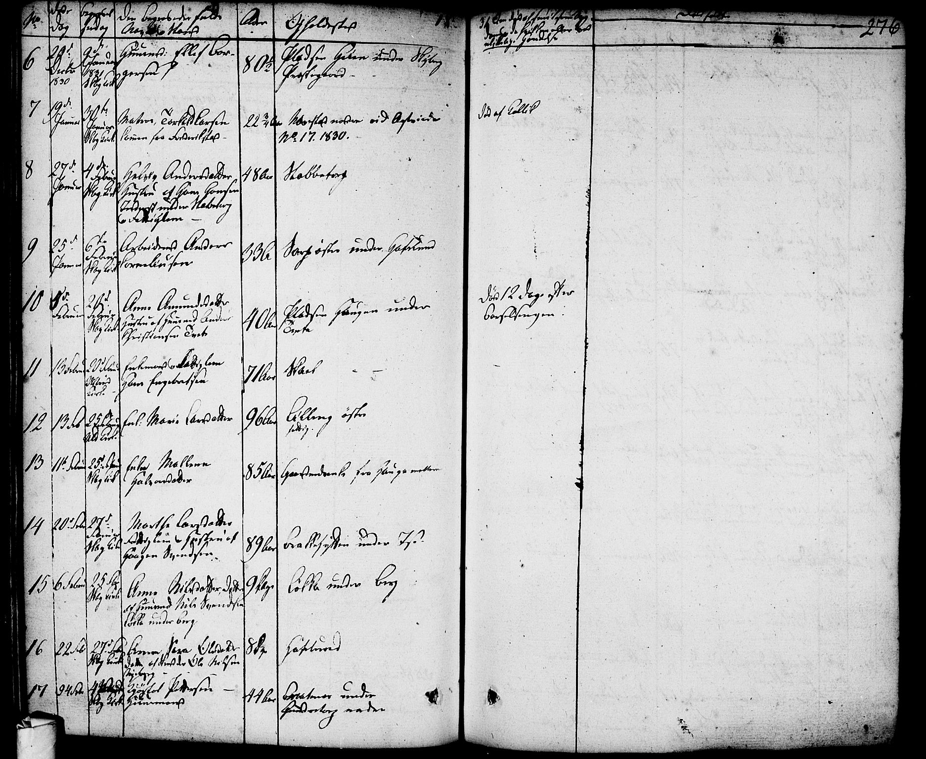 Skjeberg prestekontor Kirkebøker, AV/SAO-A-10923/F/Fa/L0005: Parish register (official) no. I 5, 1830-1845, p. 276