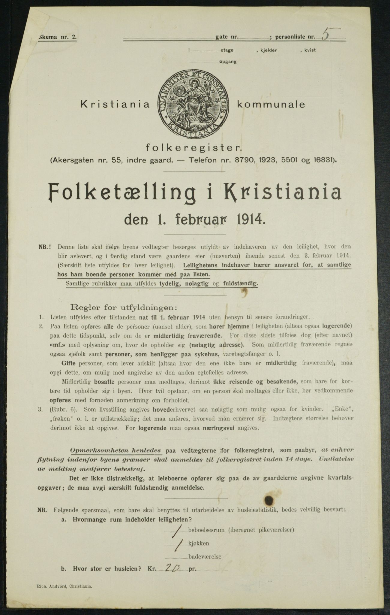 OBA, Municipal Census 1914 for Kristiania, 1914, p. 16389