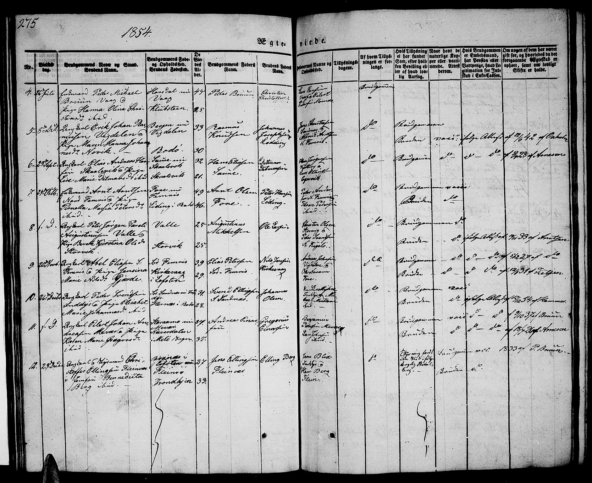 Ministerialprotokoller, klokkerbøker og fødselsregistre - Nordland, AV/SAT-A-1459/805/L0106: Parish register (copy) no. 805C02, 1841-1861, p. 275