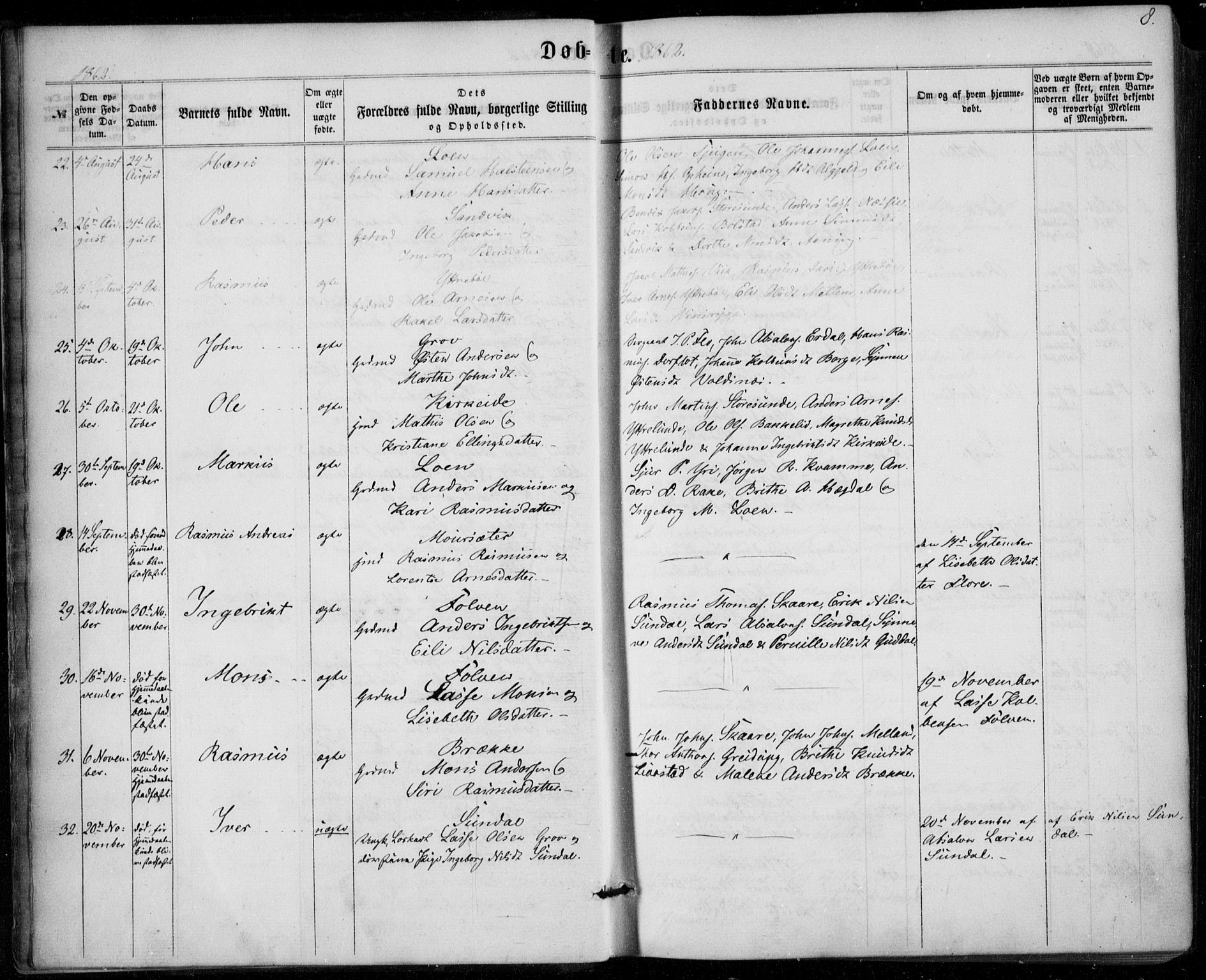 Stryn Sokneprestembete, AV/SAB-A-82501: Parish register (official) no. A 3, 1862-1877, p. 8