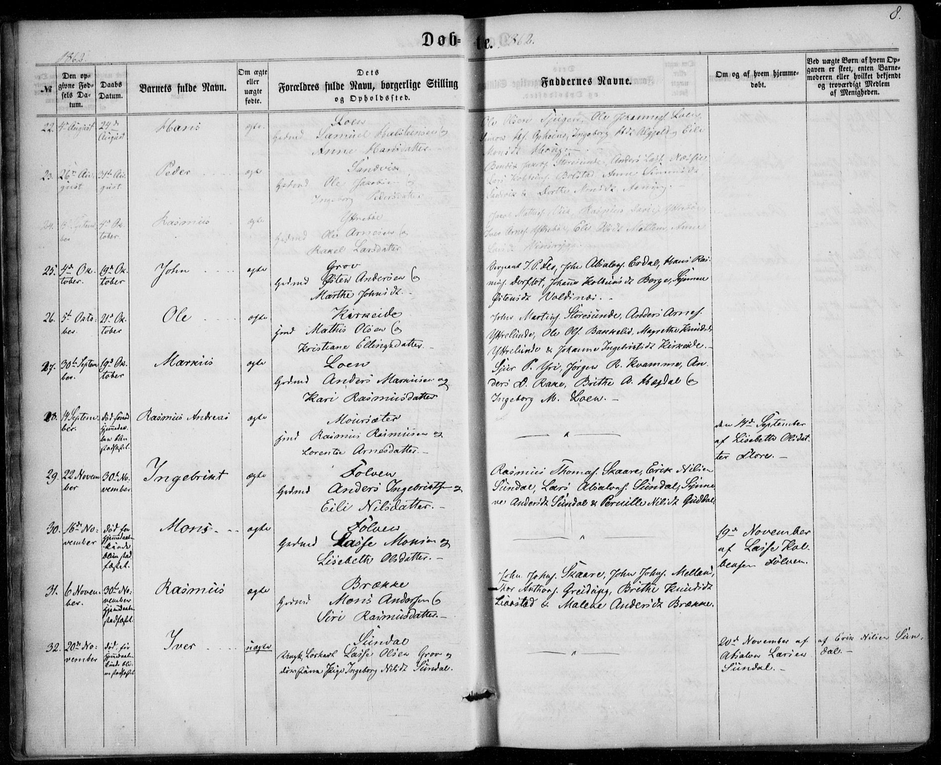 Stryn Sokneprestembete, SAB/A-82501: Parish register (official) no. A 3, 1862-1877, p. 8