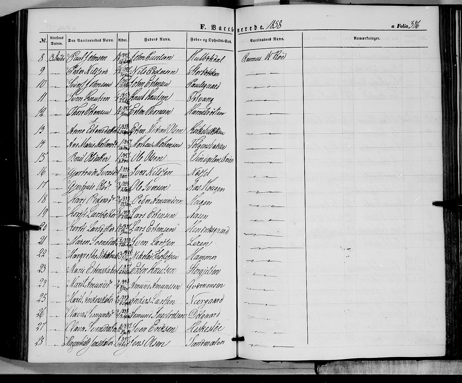 Tolga prestekontor, AV/SAH-PREST-062/K/L0006: Parish register (official) no. 6, 1852-1876, p. 386