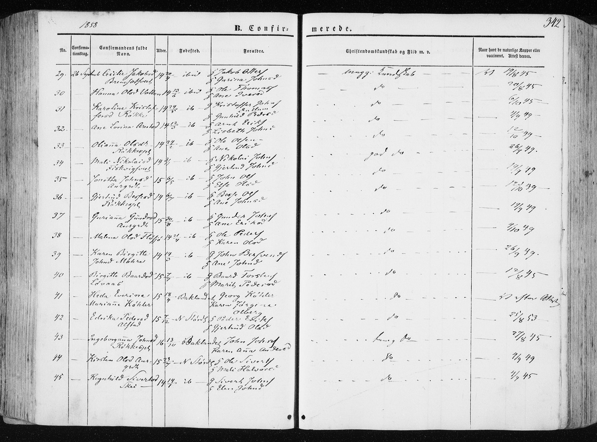 Ministerialprotokoller, klokkerbøker og fødselsregistre - Nord-Trøndelag, AV/SAT-A-1458/709/L0074: Parish register (official) no. 709A14, 1845-1858, p. 342