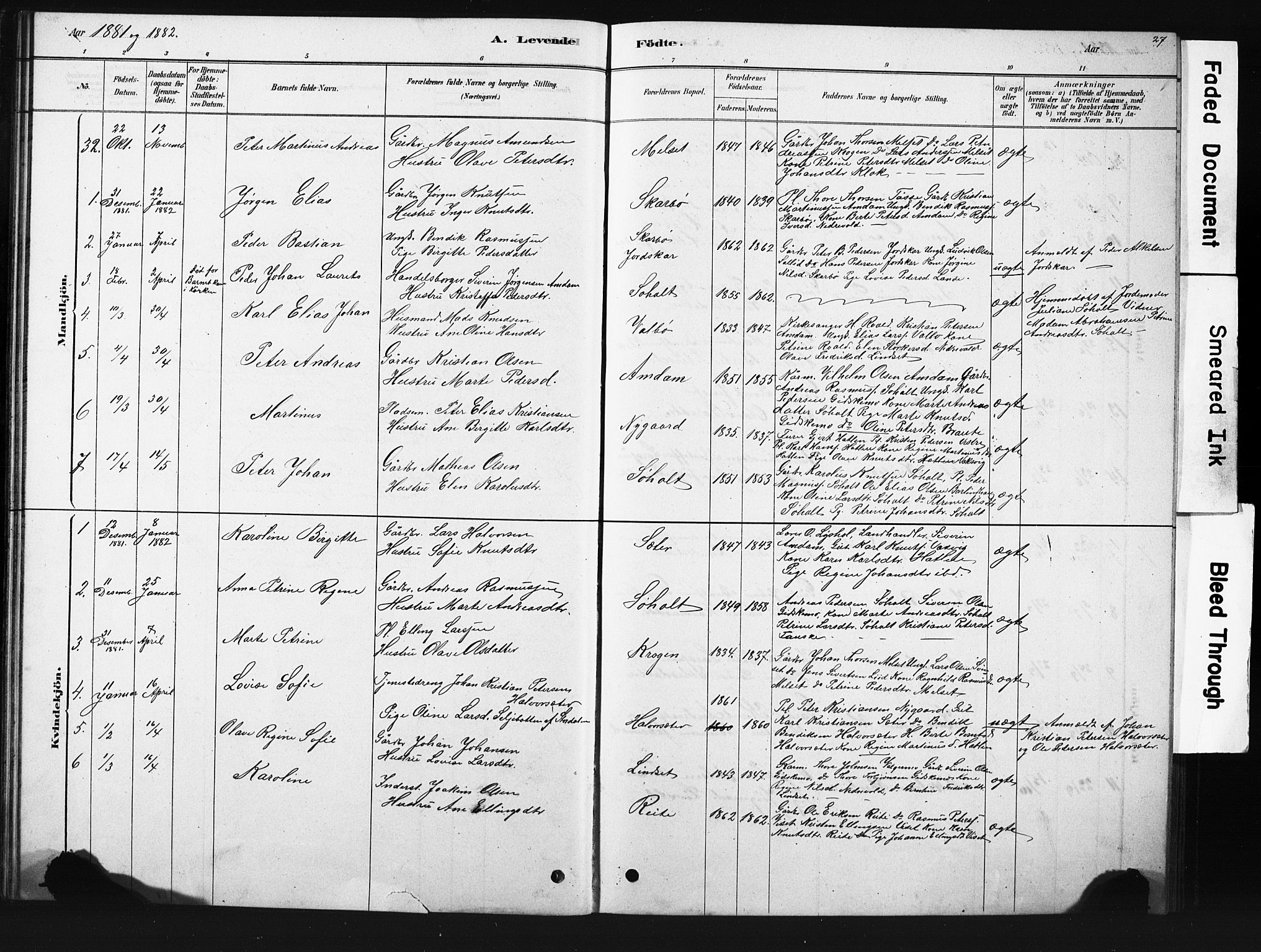 Ministerialprotokoller, klokkerbøker og fødselsregistre - Møre og Romsdal, SAT/A-1454/522/L0326: Parish register (copy) no. 522C05, 1878-1890, p. 27