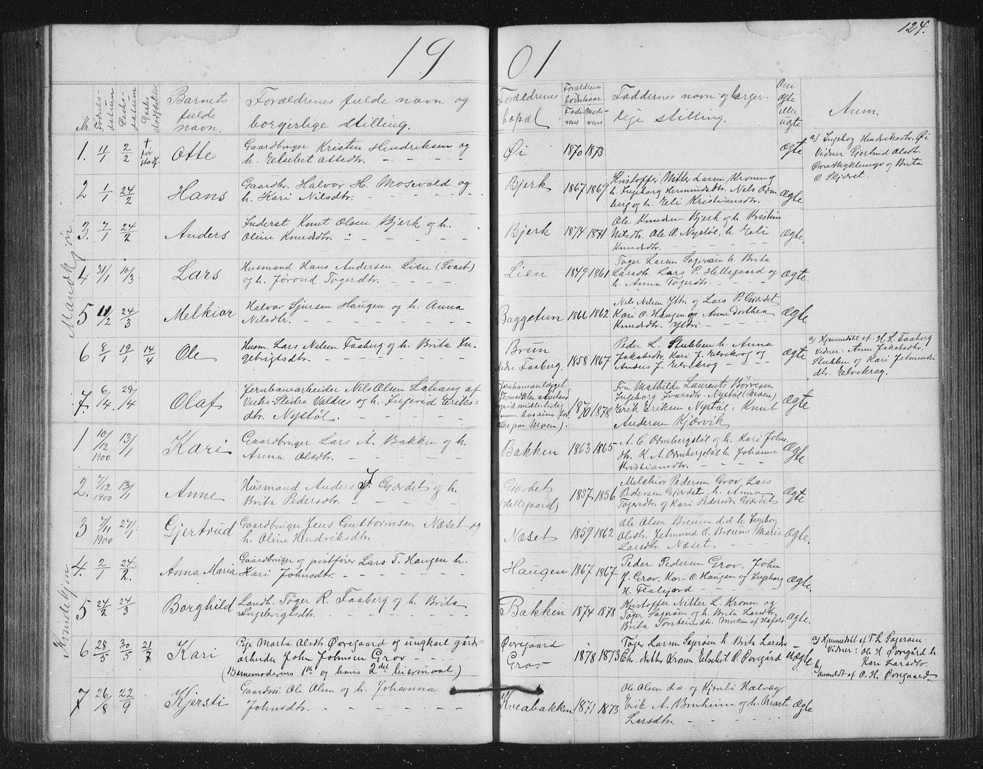 Jostedal sokneprestembete, AV/SAB-A-80601/H/Hab/Haba/L0001: Parish register (copy) no. A 1, 1861-1906, p. 124