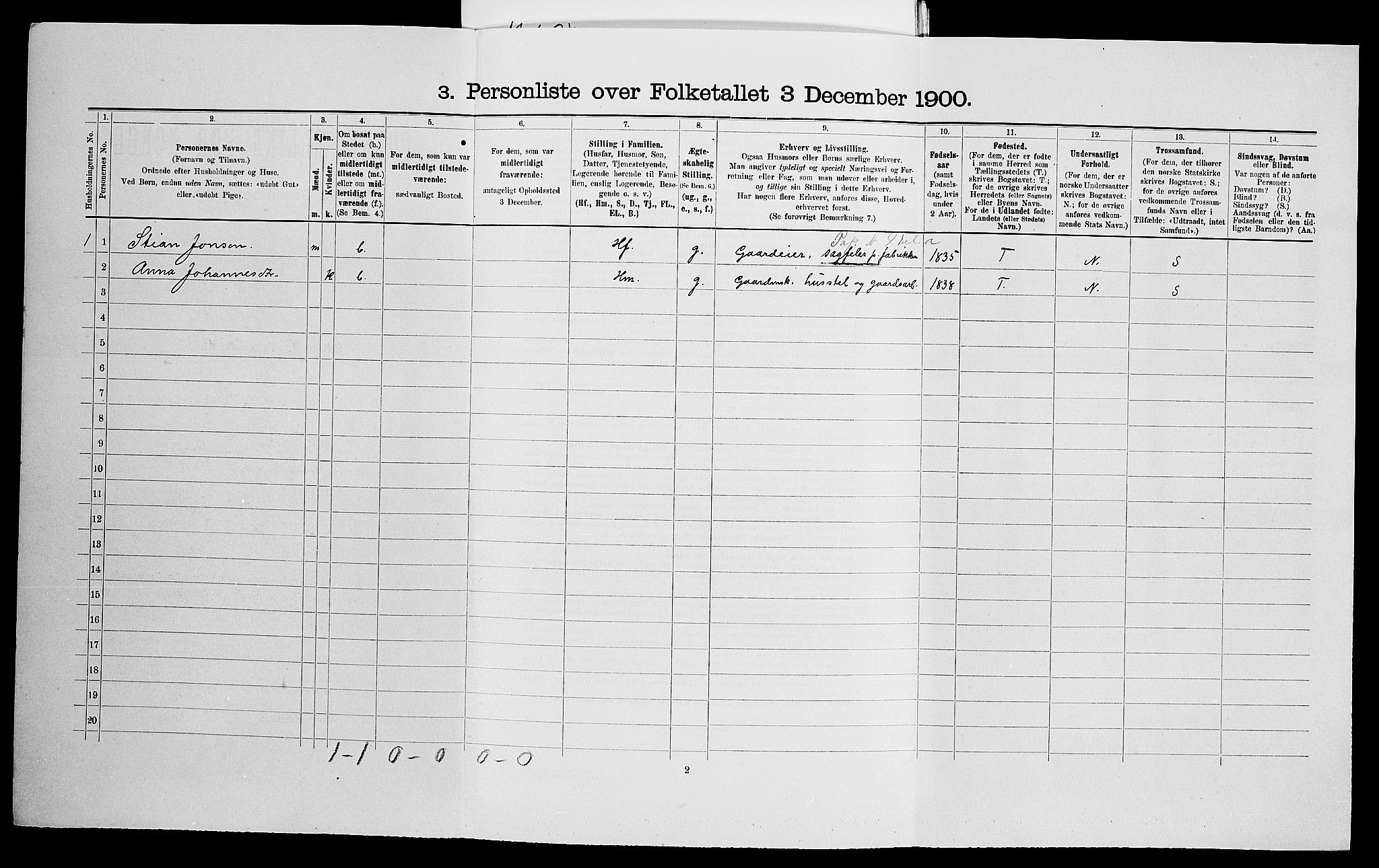 SAK, 1900 census for Øyestad, 1900, p. 1457